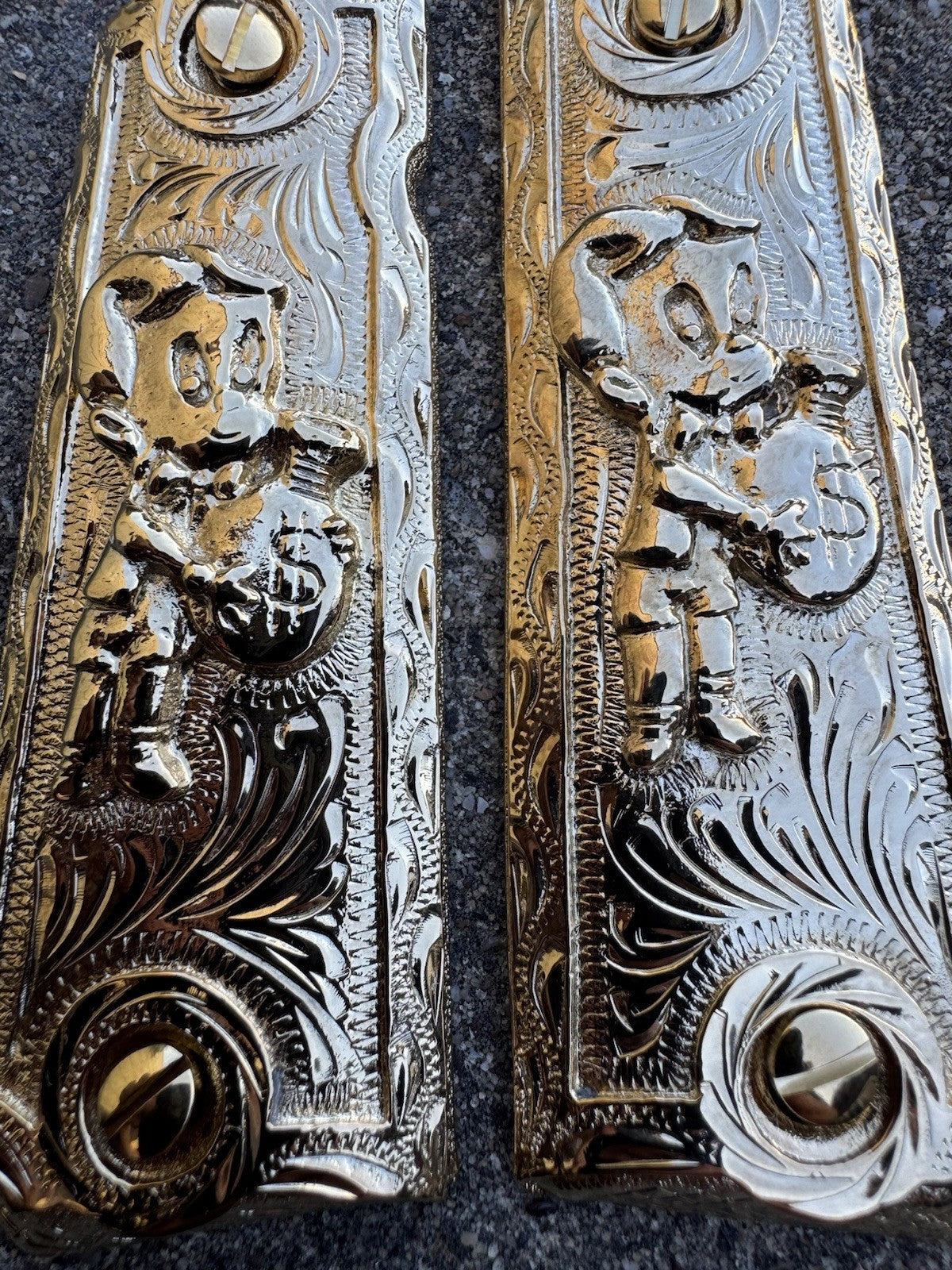 1911 45 38 Super Full Size Richie Rich Gold Gun Pistol Grip Cachas & 24K Screws