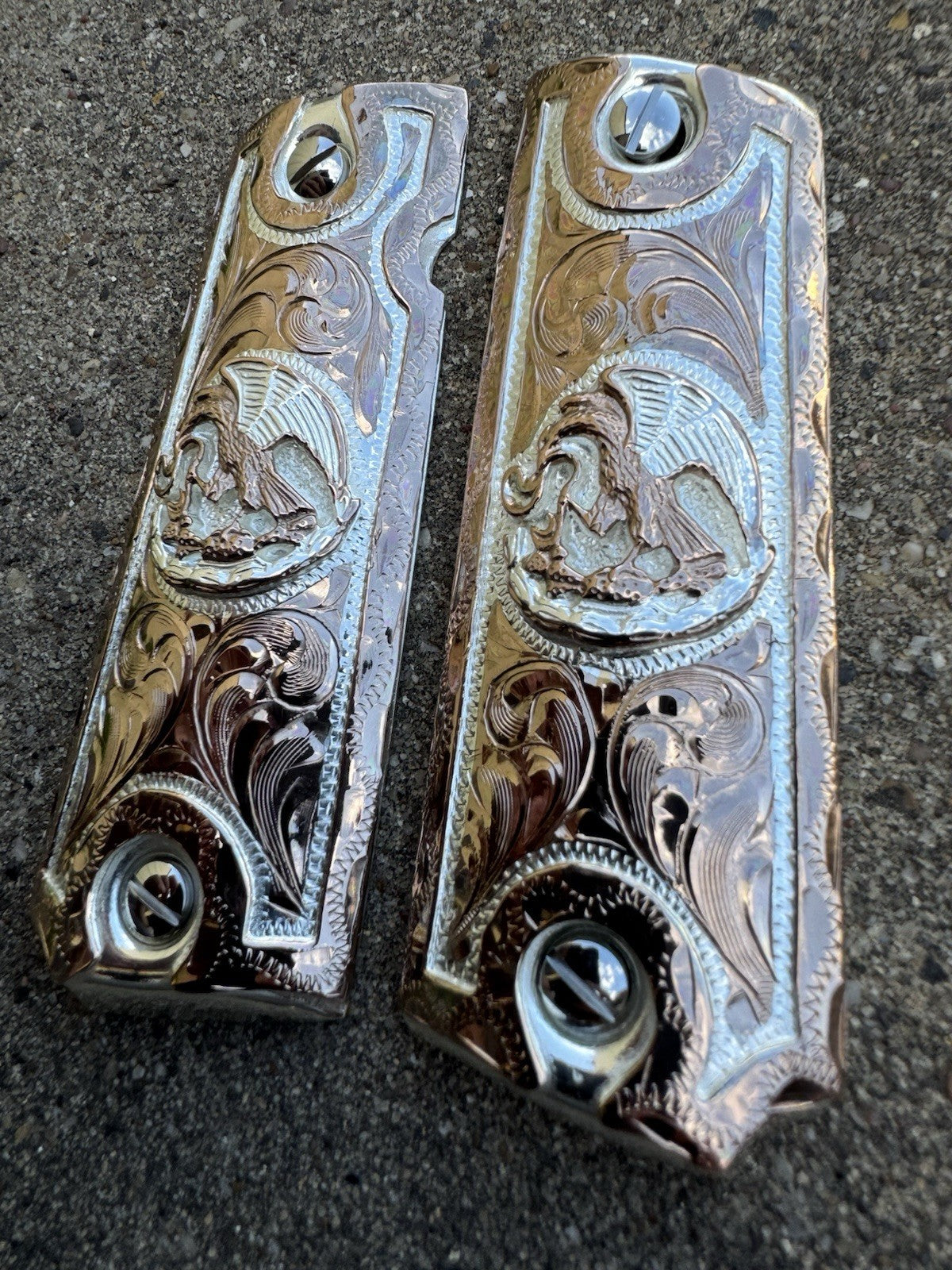 1911 45 38 Super Full Size Aguila Rose Gold Gun Pistol Grip Cachas & 24K Screws