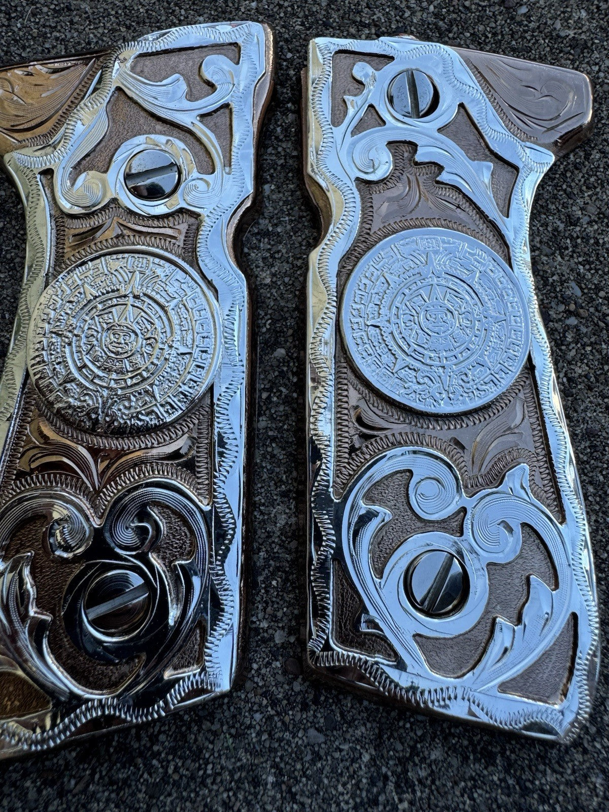 Beretta 92FS Cachas Centenario Rose Gold Plated Pistol Custom Grips & Screws