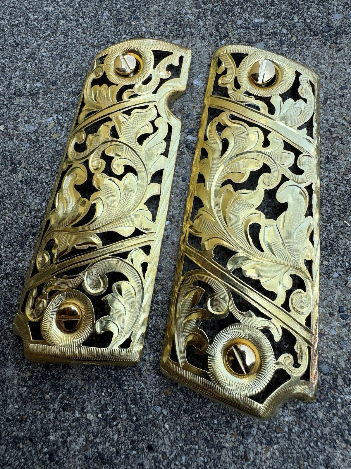 1911 45 38 Super Full Size Gold Gun Pistol Grip Cachas Chapeado & 24K Screws