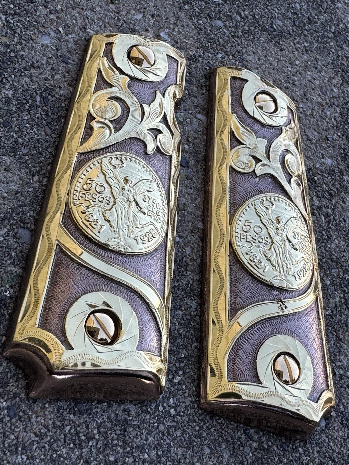 1911 45 38 Super Full Size Centenario Rose Gold Gun Grip Cachas & 24K Screws