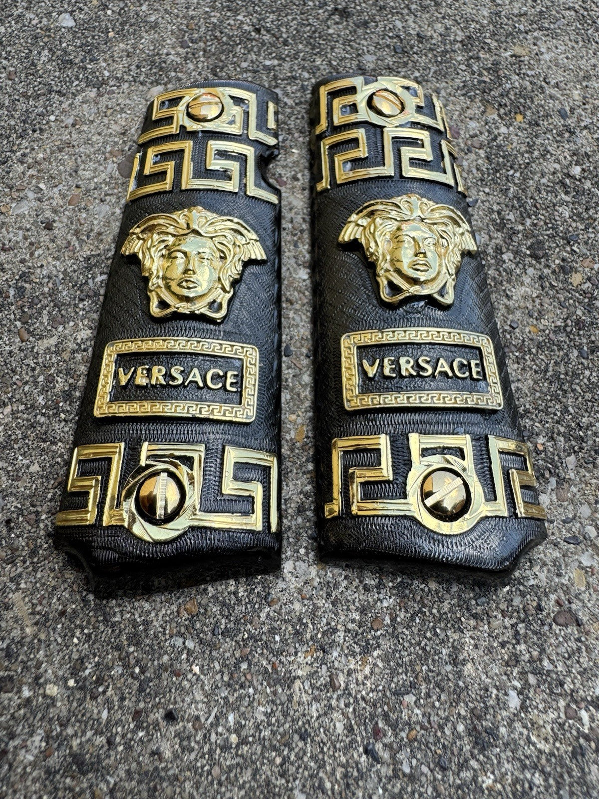 1911 45 38 Super Versace Full Size Gold Gun Pistol Grip Cachas & 24K Screws