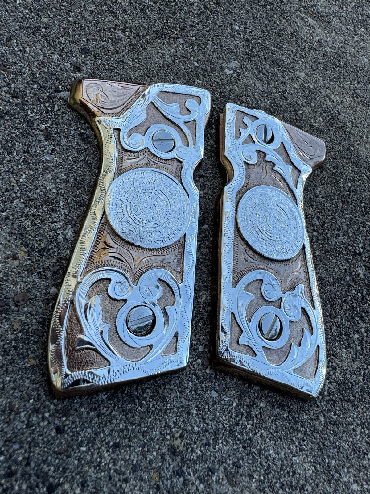 Beretta 92FS Cachas Centenario Rose Gold Plated Pistol Custom Grips & Screws