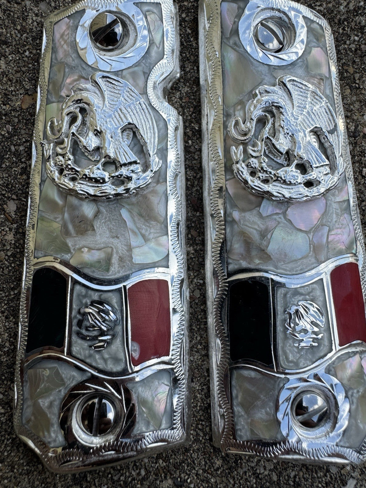 1911 45 38 Super Full Size Aguila Gun Pistol Grip Cachas & Polished Screws