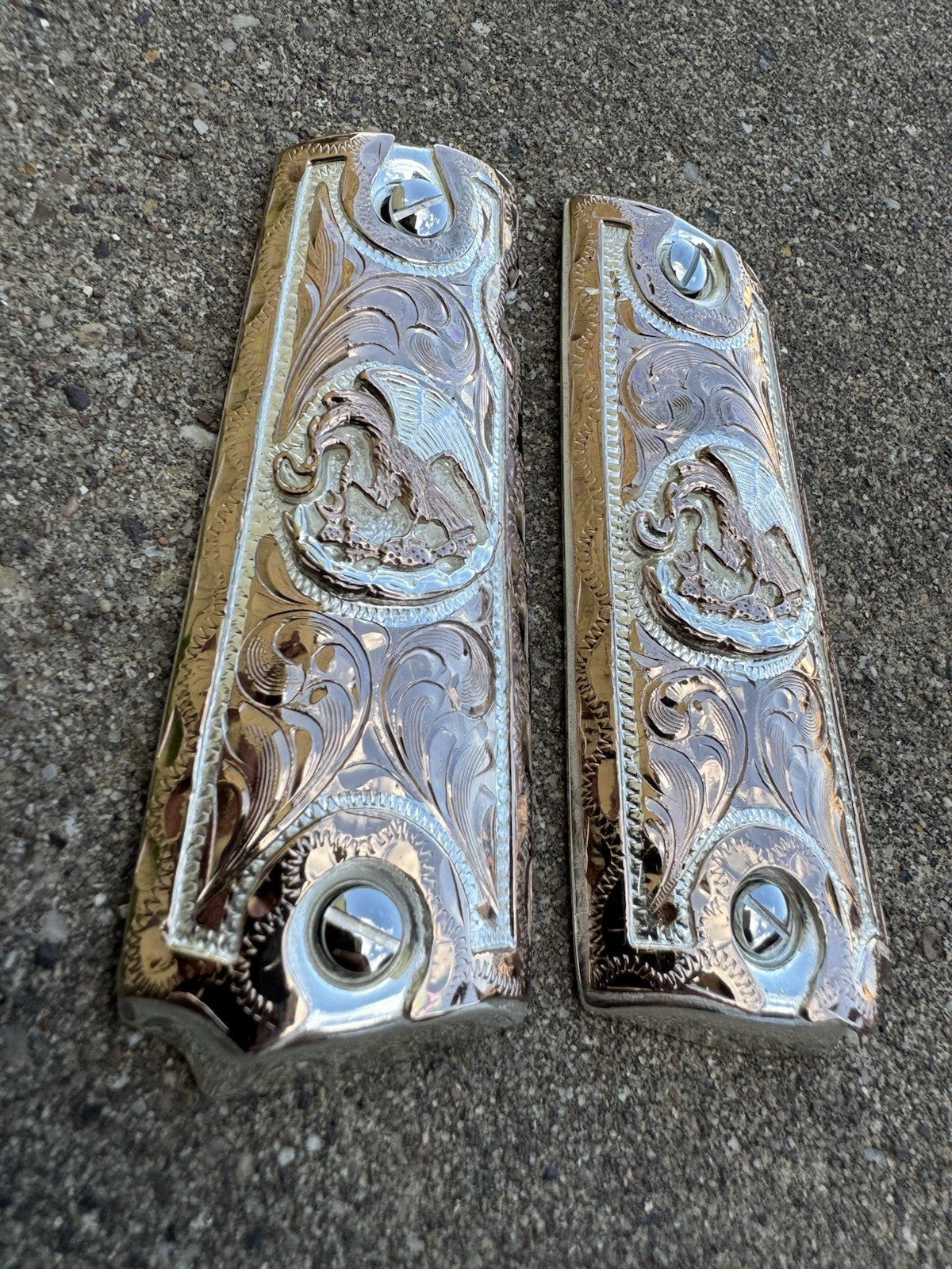 1911 45 38 Super Full Size Aguila Rose Gold Gun Pistol Grip Cachas & 24K Screws