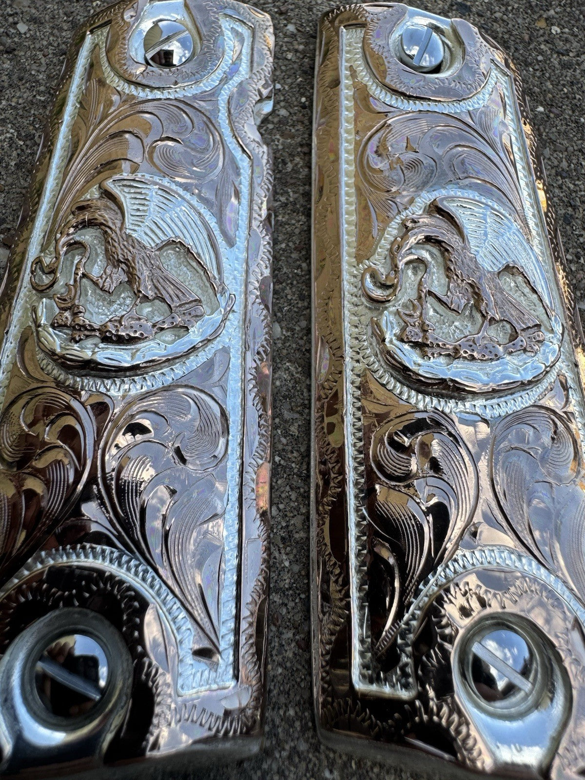 1911 45 38 Super Full Size Aguila Rose Gold Gun Pistol Grip Cachas & 24K Screws