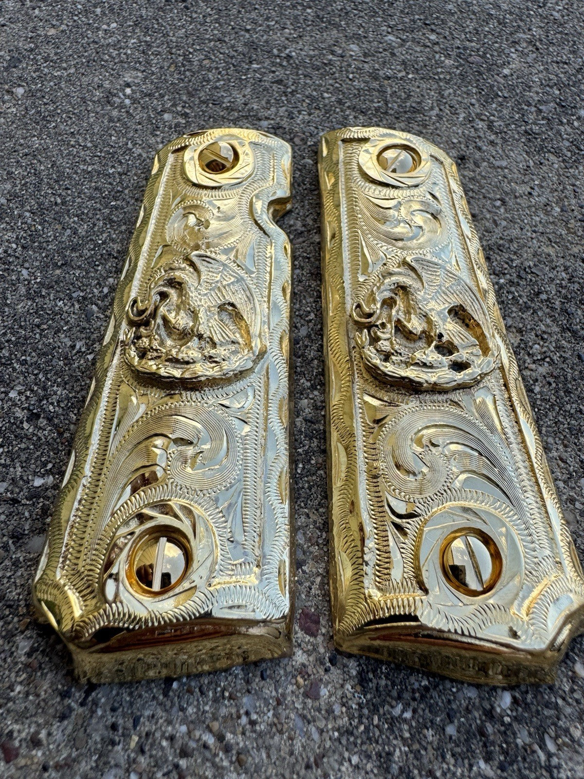 1911 45 38 Super Full Size Aguila Gold Gun Pistol Grips Cachas & 24K Screws