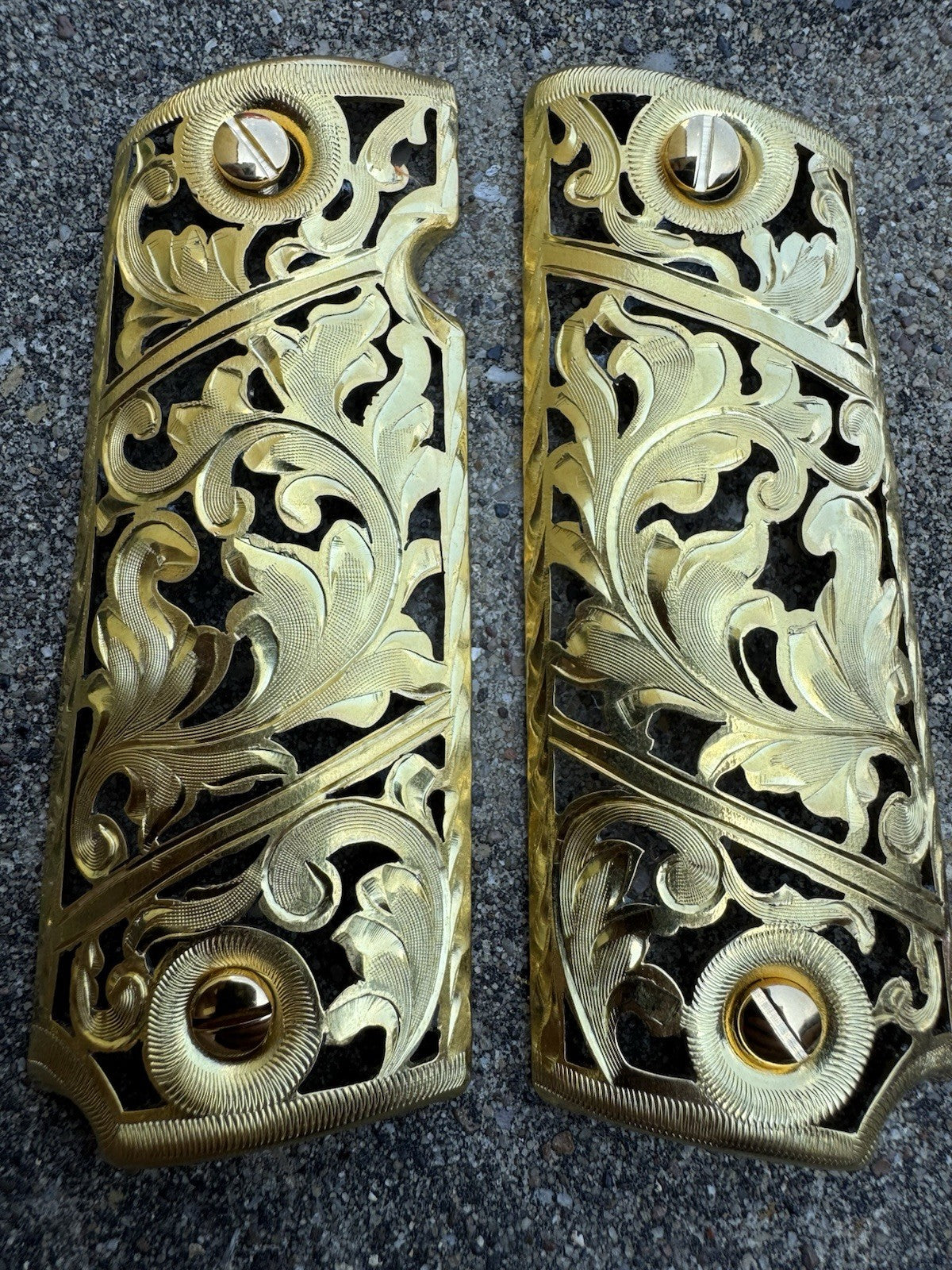 1911 45 38 Super Full Size Gold Gun Pistol Grip Cachas Chapeado & 24K Screws