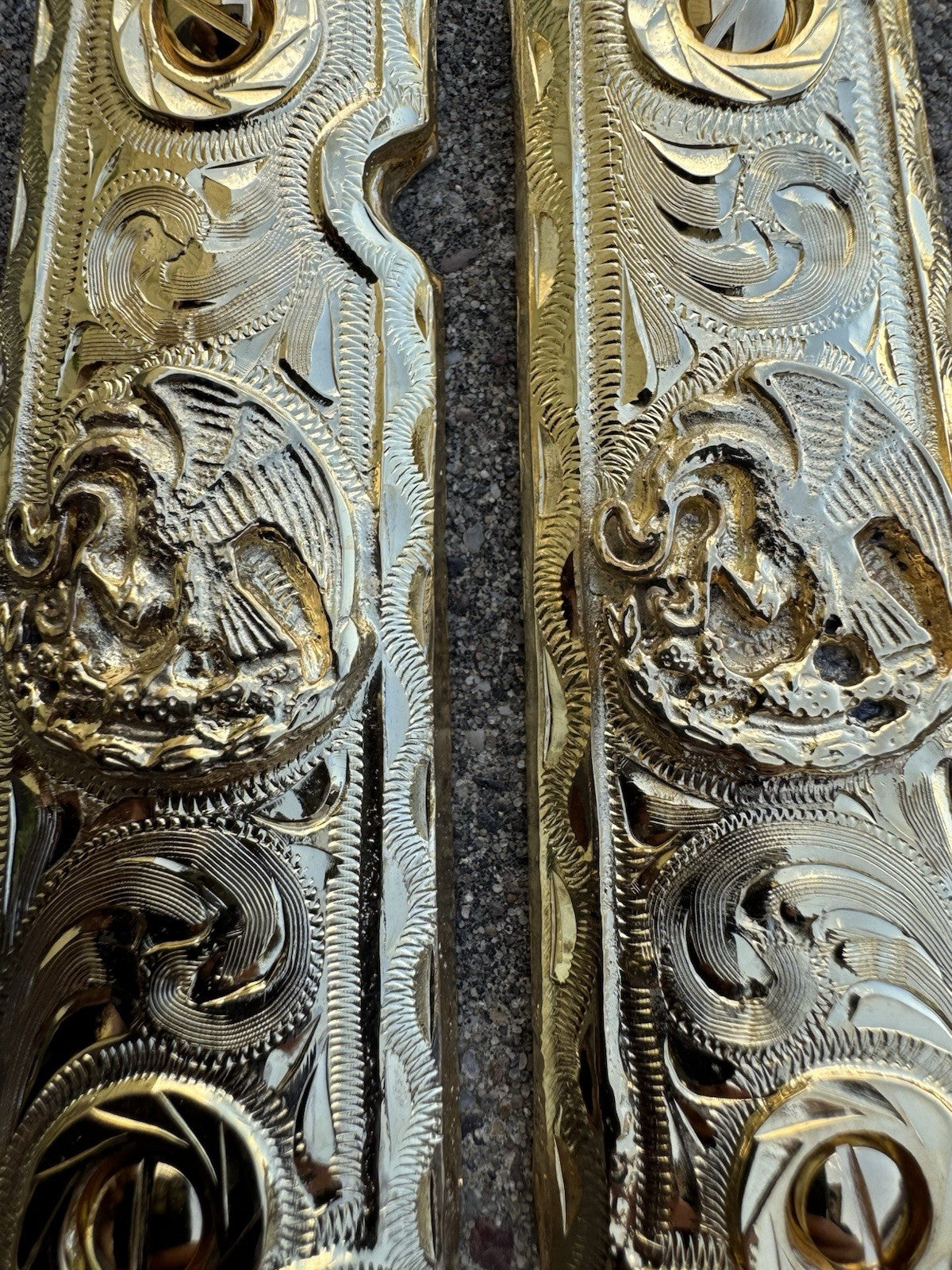 1911 45 38 Super Full Size Aguila Gold Gun Pistol Grips Cachas & 24K Screws