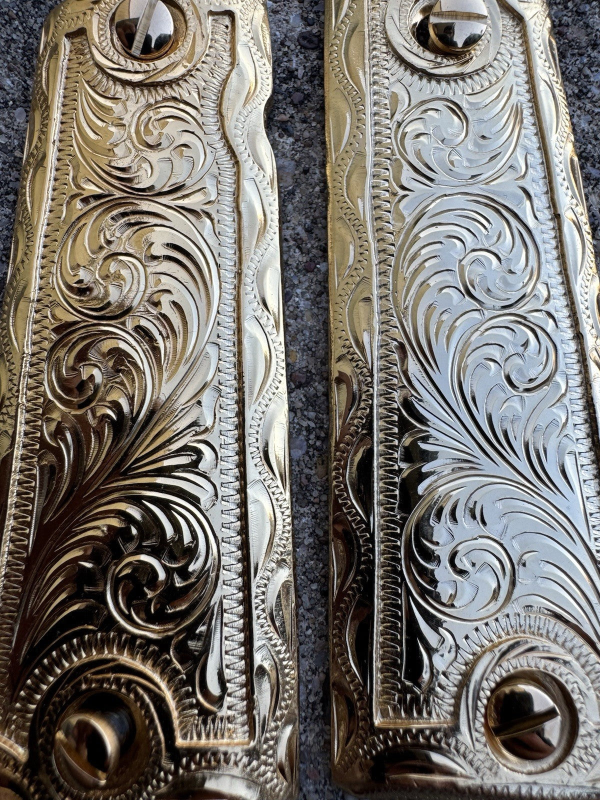 1911 45 38 Super Full Size Gold Gun Pistol Grip Cachas Chapeado & 24K Screws