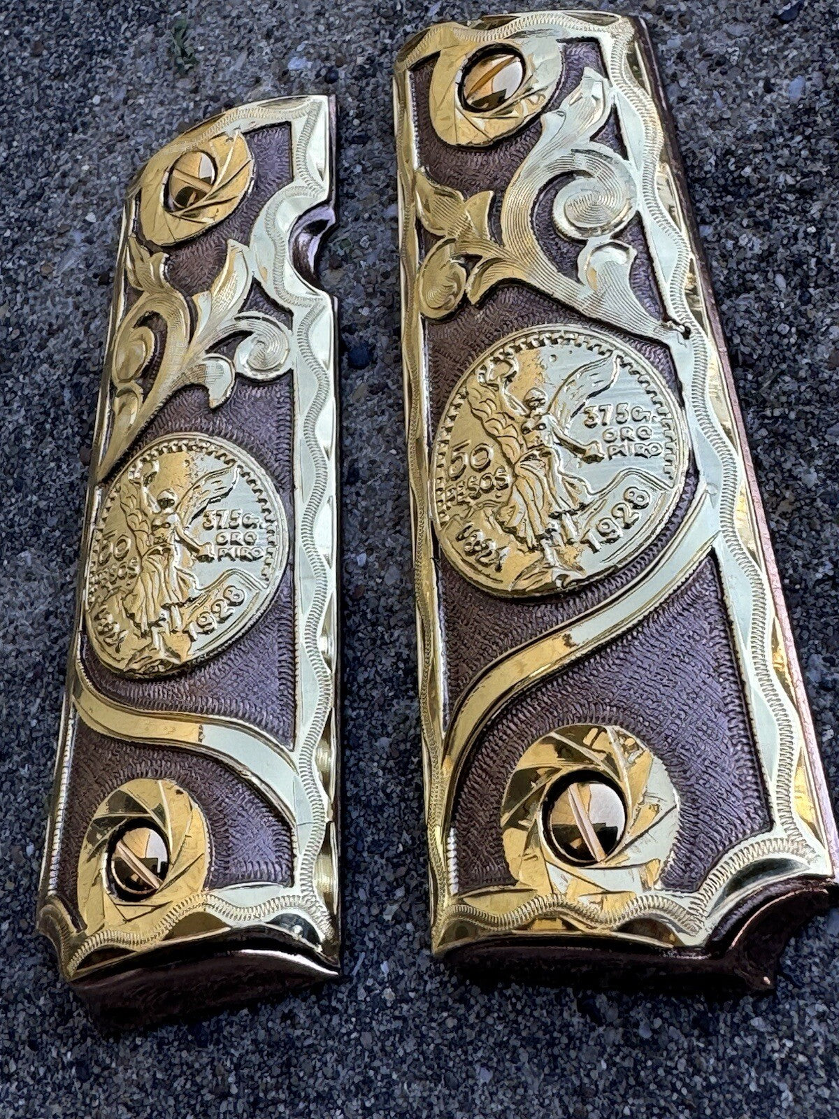 1911 45 38 Super Full Size Centenario Rose Gold Gun Grip Cachas & 24K Screws