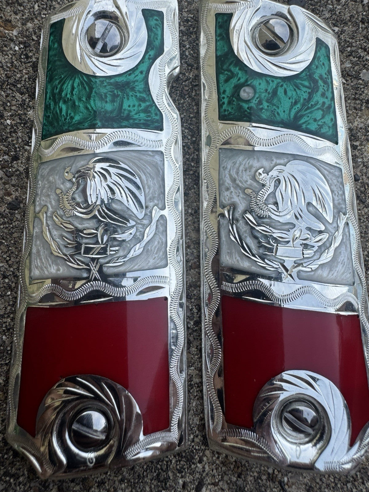 1911 45 38 Super Mexican Eagle Full Size Gun Pistol Grip Cachas & Polished Screw