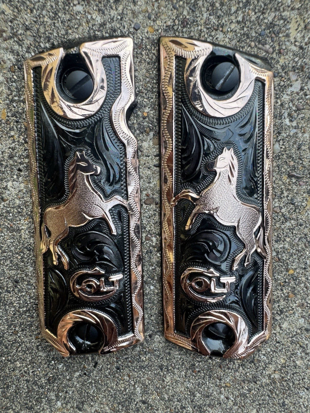 1911 45 38 Super Colt Full Size Rose Gold Gun Pistol Grip Cachas & Screws