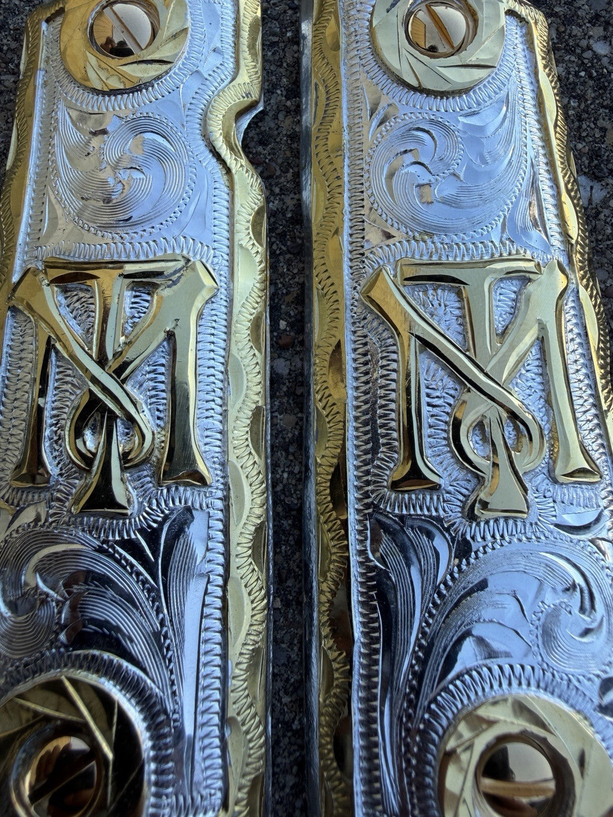 1911 45 38 Super Full Size Scarface Gold Gun Pistol Grip Cachas & 24K Screws