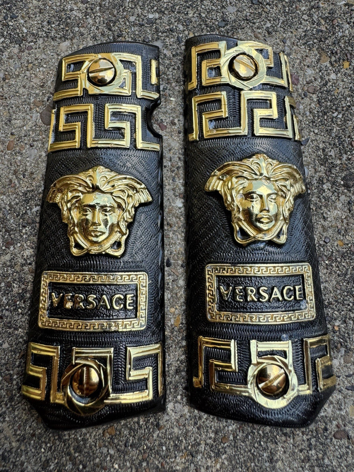 1911 45 38 Super Versace Full Size Gold Gun Pistol Grip Cachas & 24K Screws