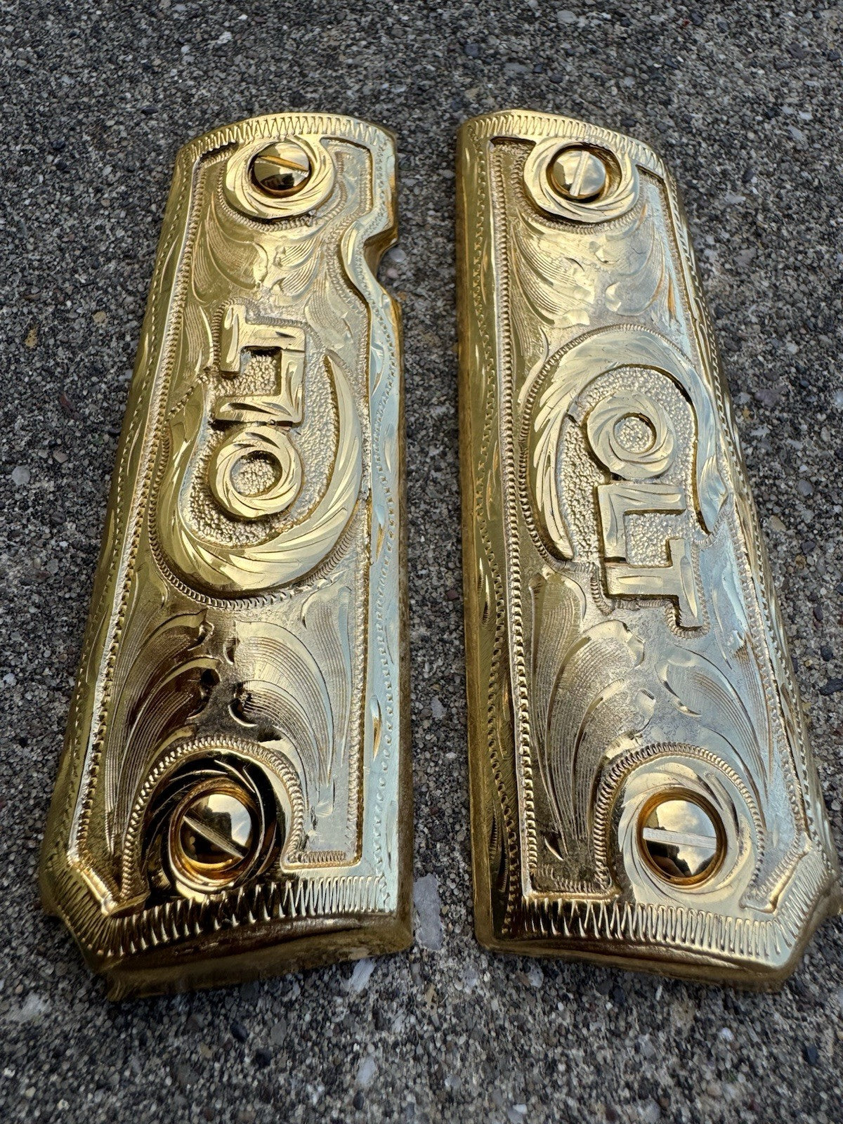 1911 45 38 Super Full Size Colt Gold Gun Pistol Grip Cachas & 24K Screws