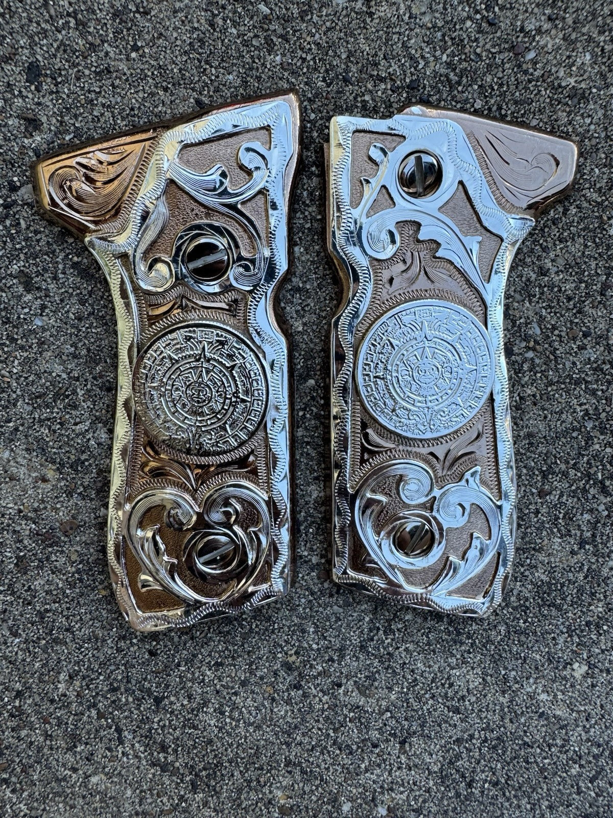 Beretta 92FS Cachas Centenario Rose Gold Plated Pistol Custom Grips & Screws