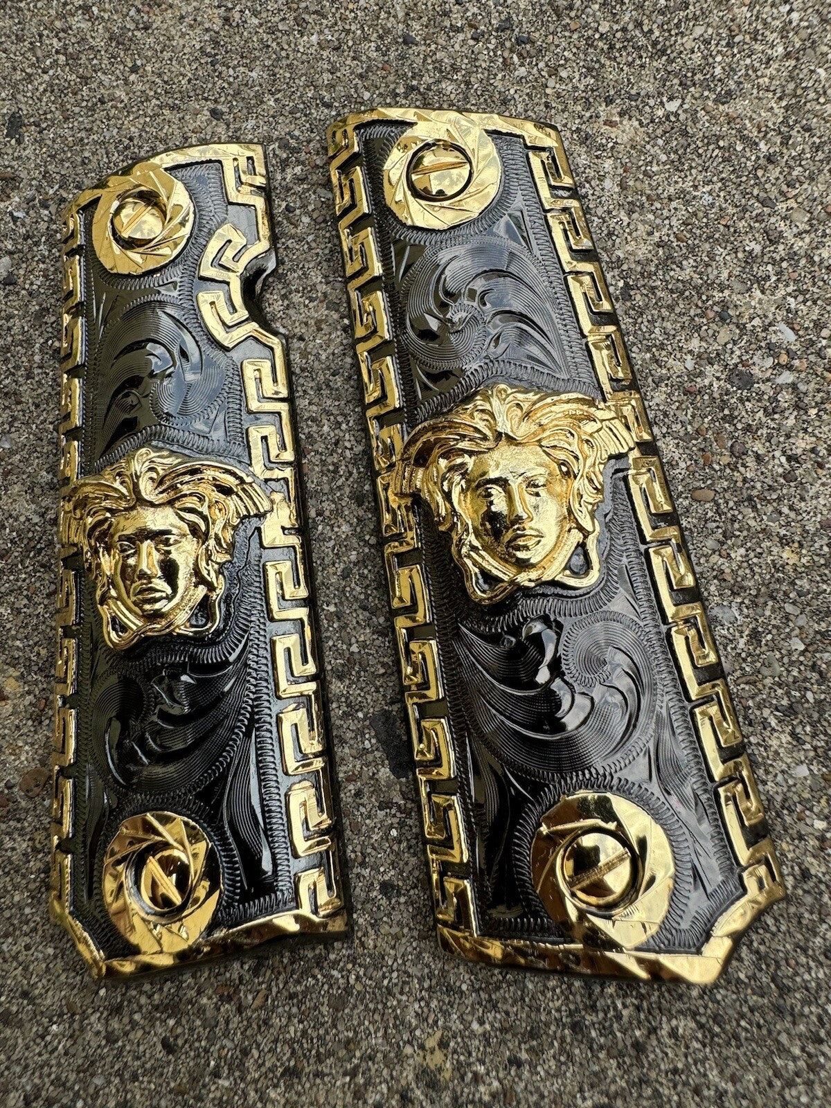 1911 45 38 Super Full Size Versace Gold Gun Pistol Grip Cachas & 24K Screws