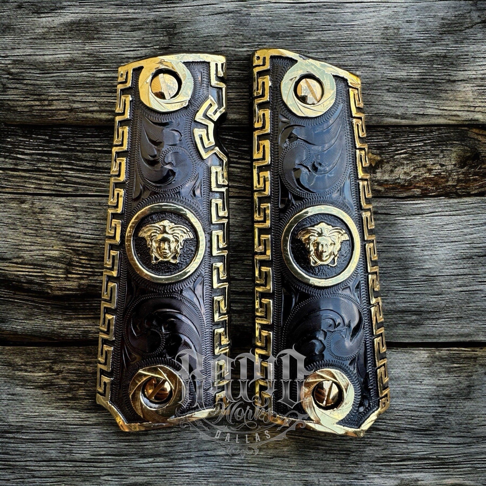1911 45 38 Super Full Size Versace Gold Gun Pistol Grip Cachas
