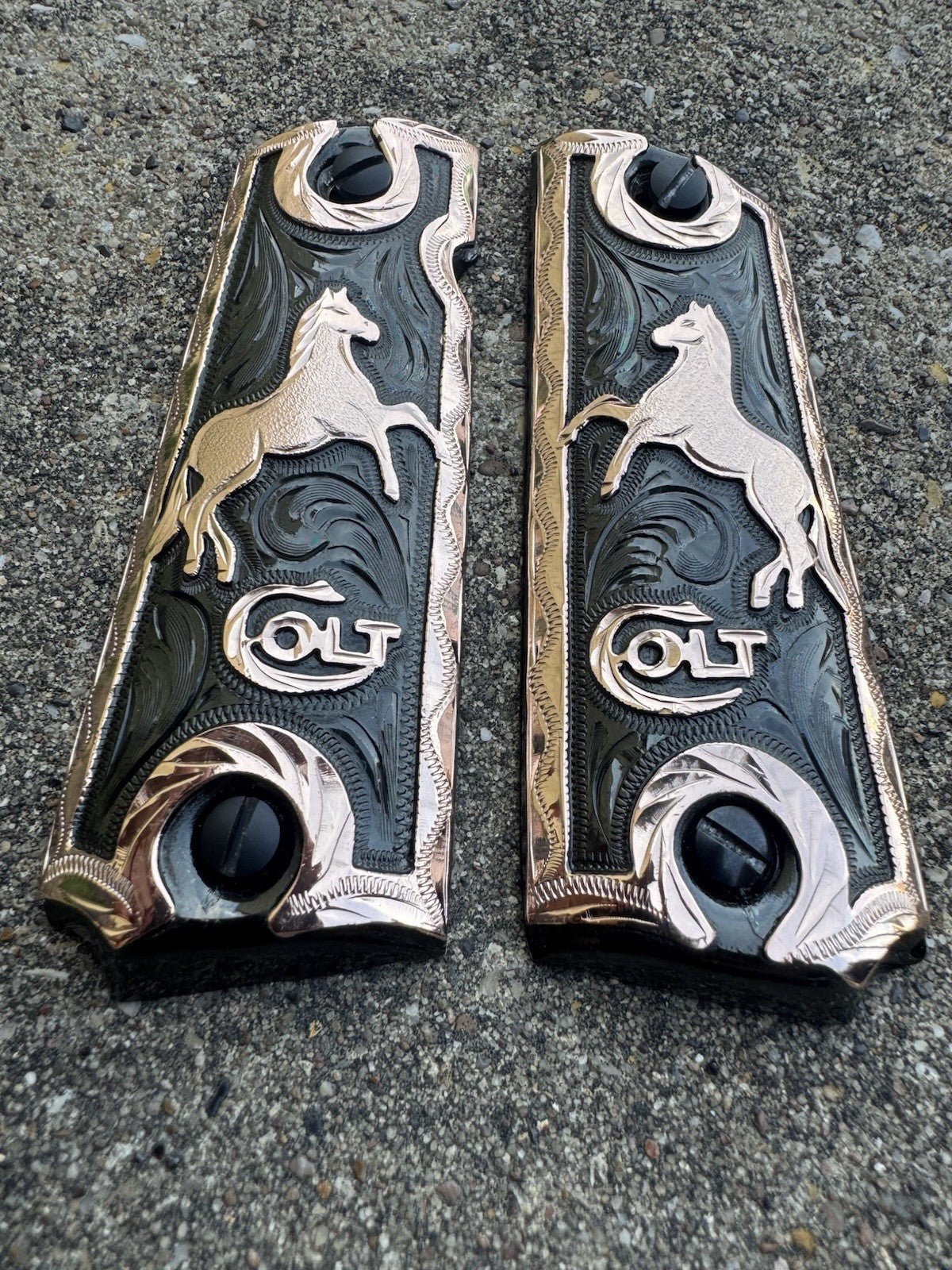 1911 45 38 Super Colt Full Size Rose Gold Gun Pistol Grip Cachas & Screws