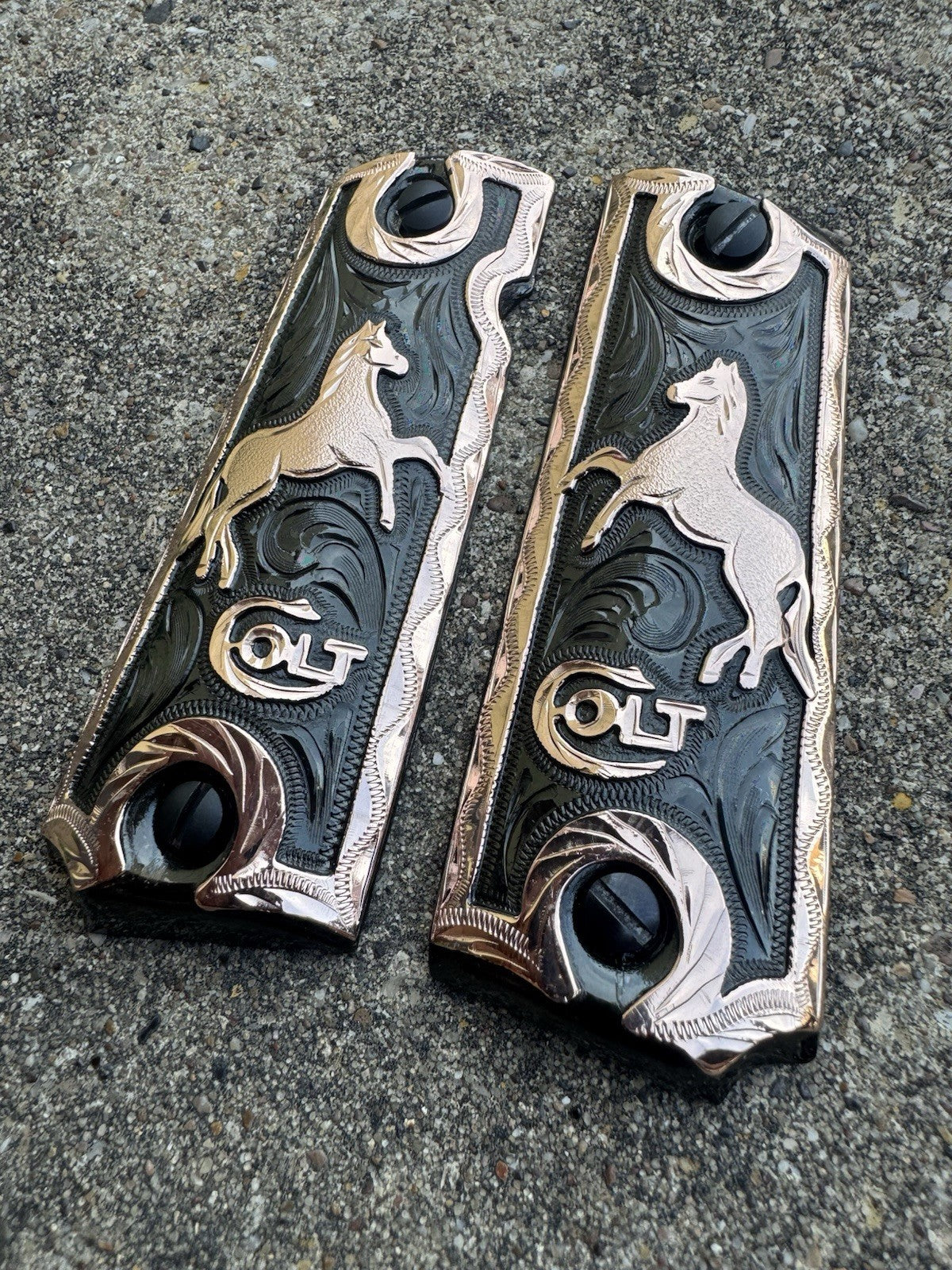 1911 45 38 Super Colt Full Size Rose Gold Gun Pistol Grip Cachas & Screws