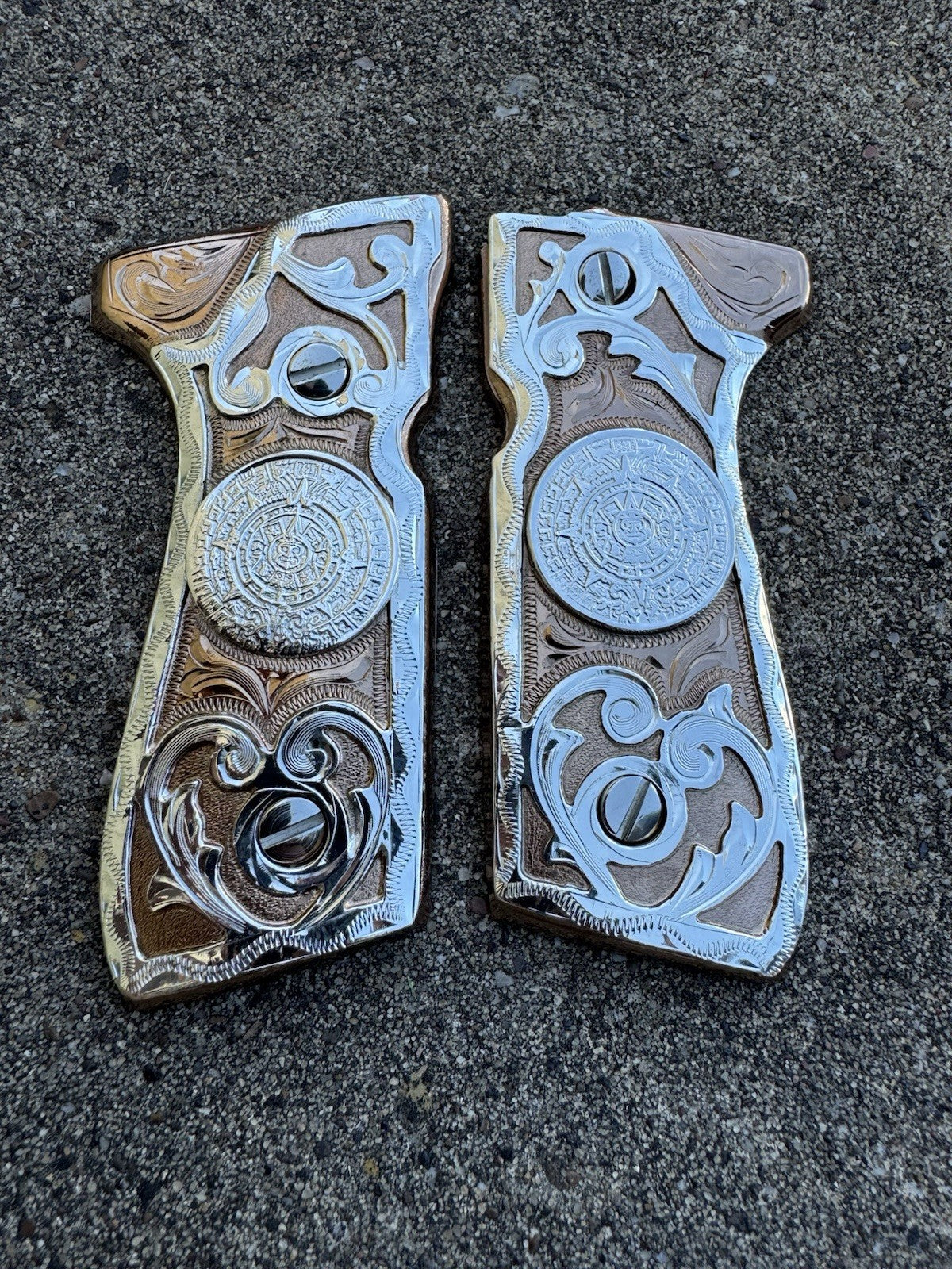 Beretta 92FS Cachas Centenario Rose Gold Plated Pistol Custom Grips & Screws