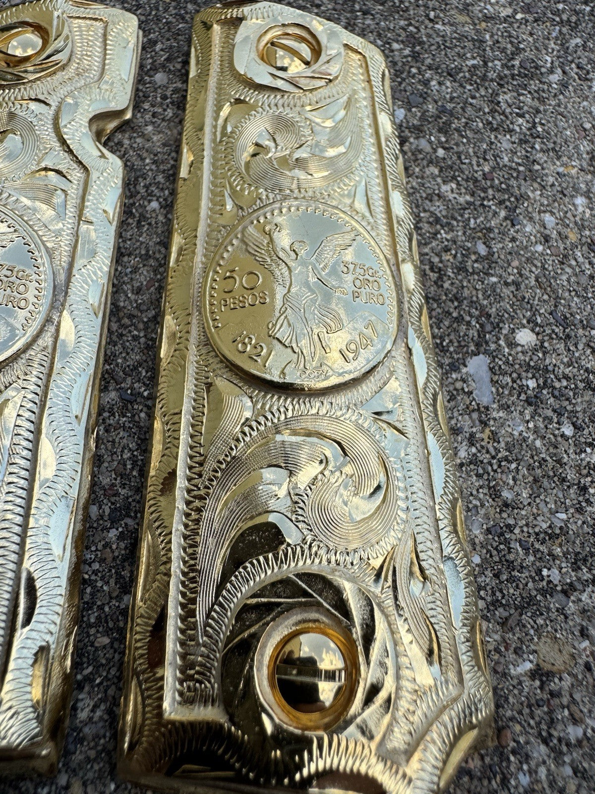1911 45 38 Super Full Size Centenario Gold Gun Pistol Grip Cachas & 24K Screws