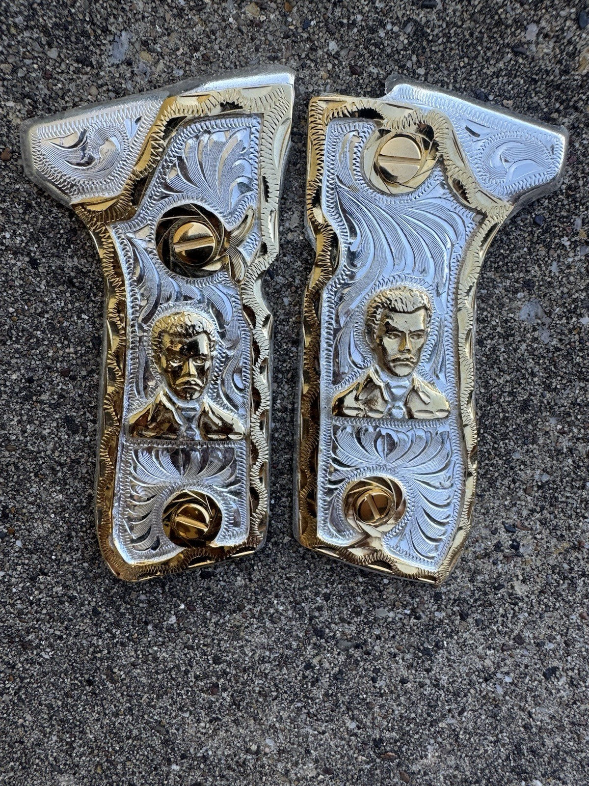 Beretta 92FS Cachas Gold Plated Pistol Custom Grips & Gold Screws