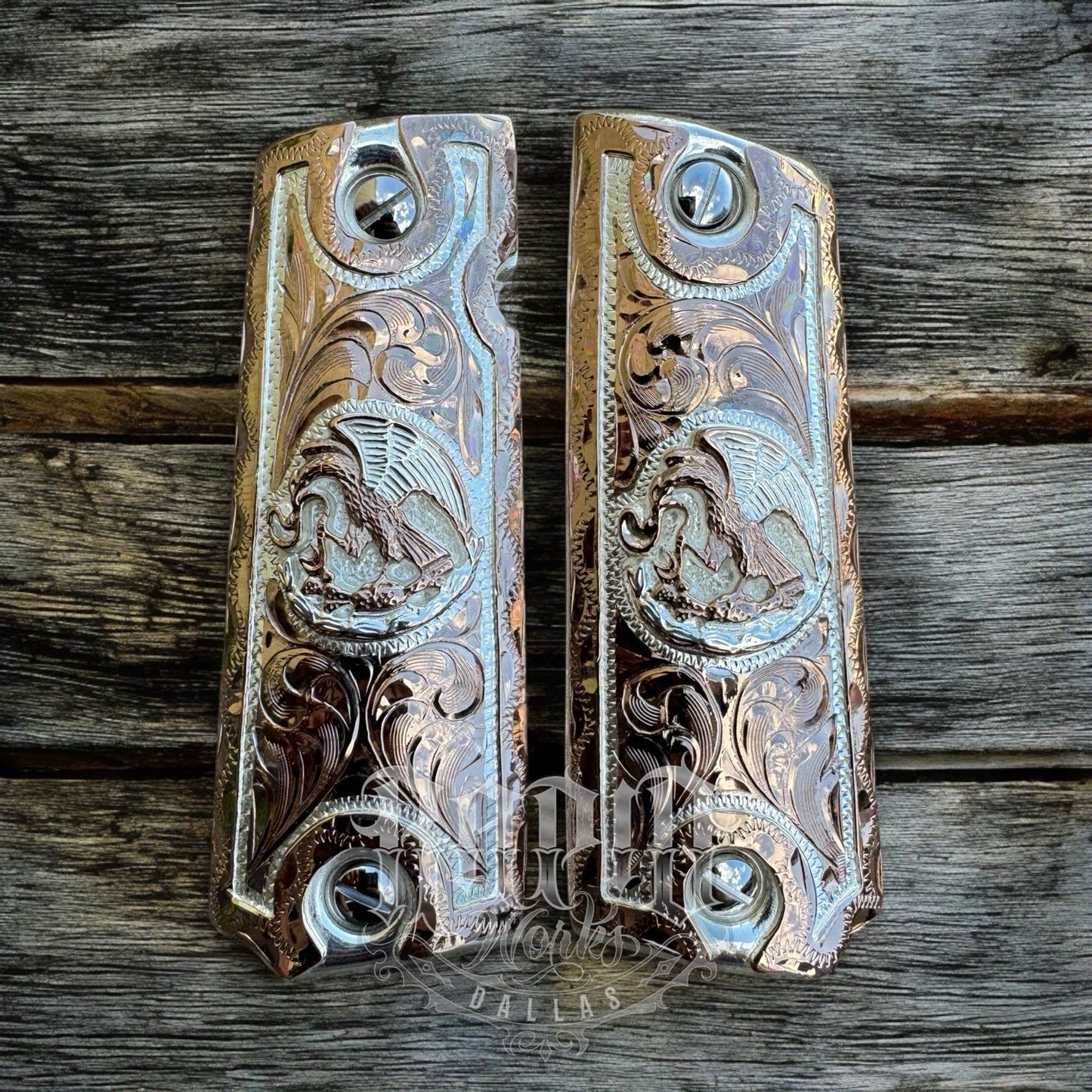 1911 45 38 Super Full Size Aguila Rose Gold Gun Pistol Grip Cachas & 24K Screws
