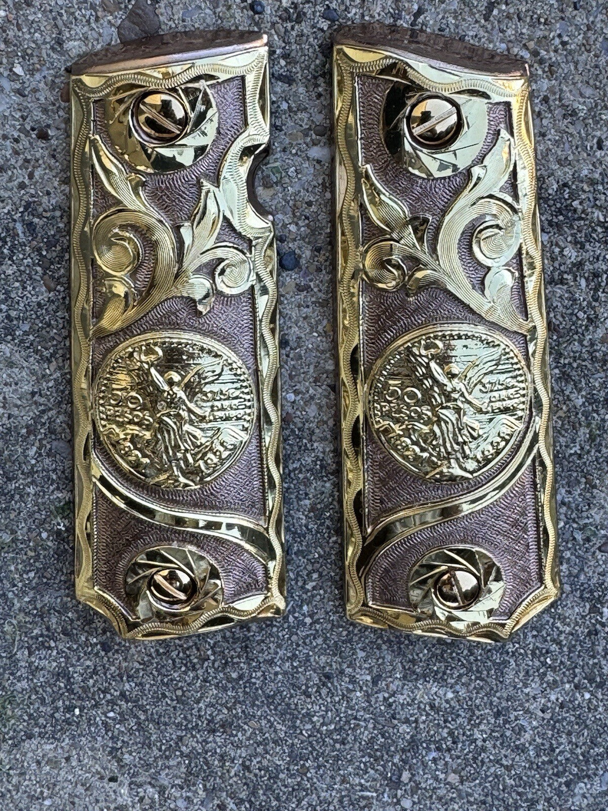 1911 45 38 Super Full Size Centenario Rose Gold Gun Grip Cachas & 24K Screws
