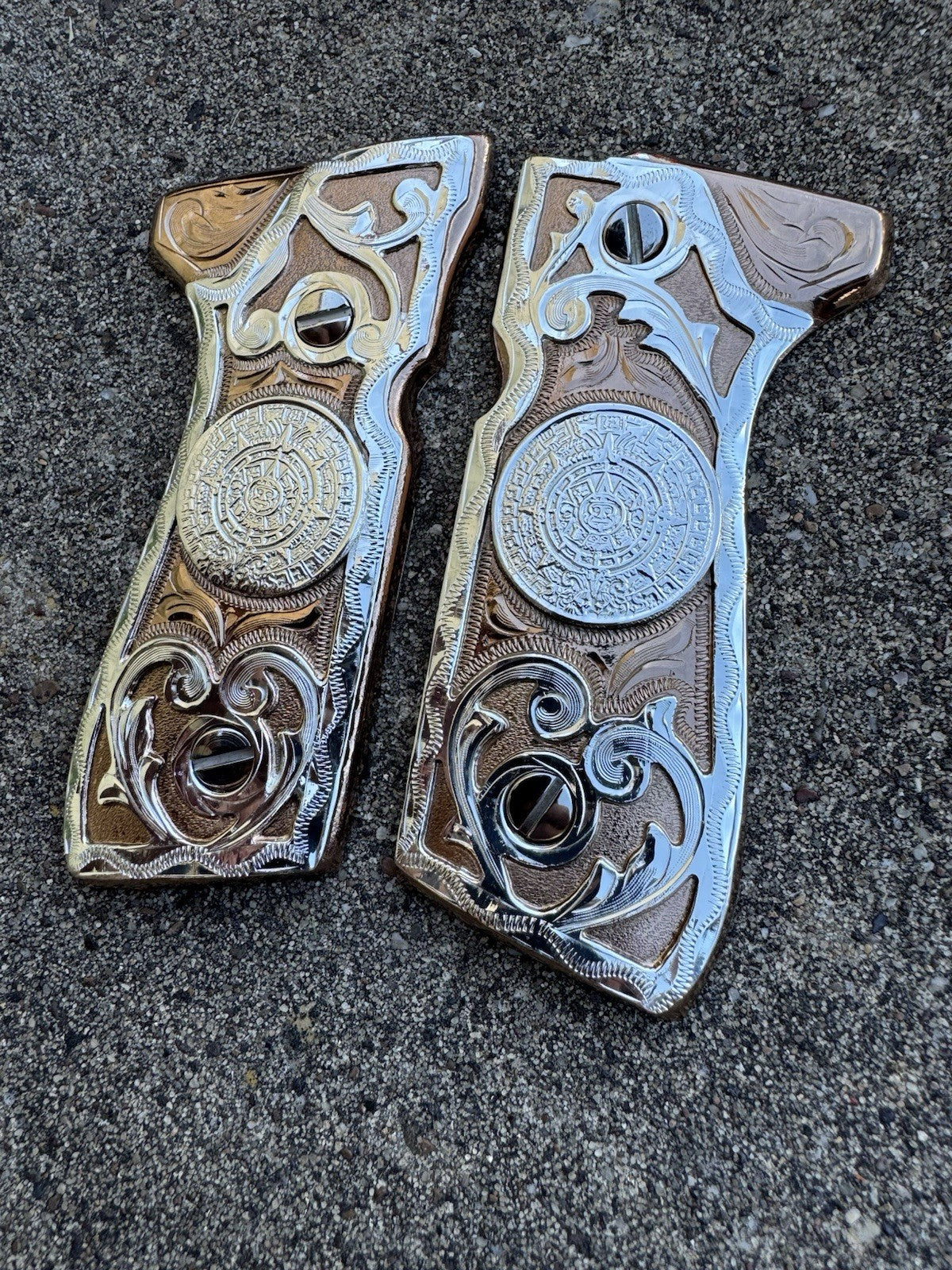 Beretta 92FS Cachas Centenario Rose Gold Plated Pistol Custom Grips & Screws