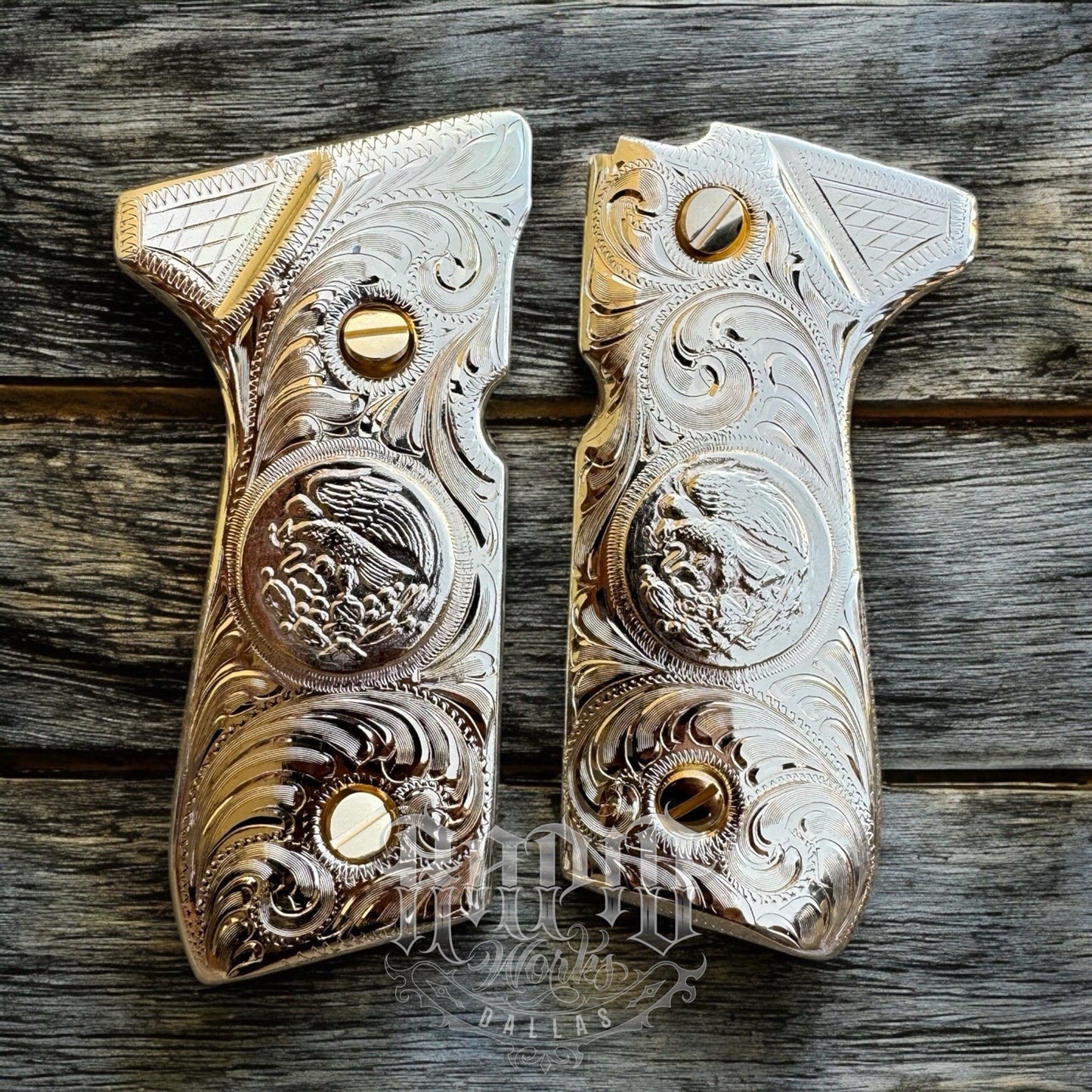 Beretta 92FS Cachas Gold Plated Pistol Custom Grips & Gold Screws