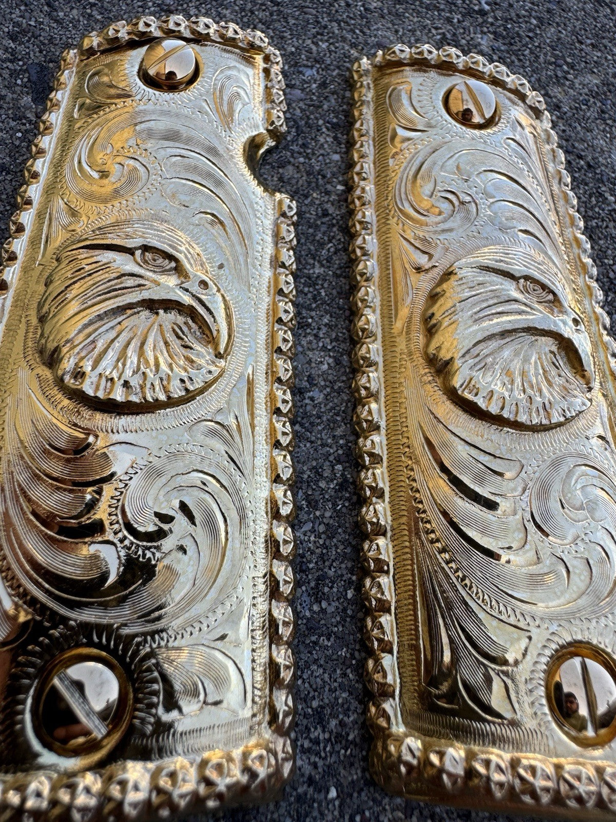 1911 45 38 Super Full Size Gold Gun Pistol Grip Cachas Chapeado & 24K Screws