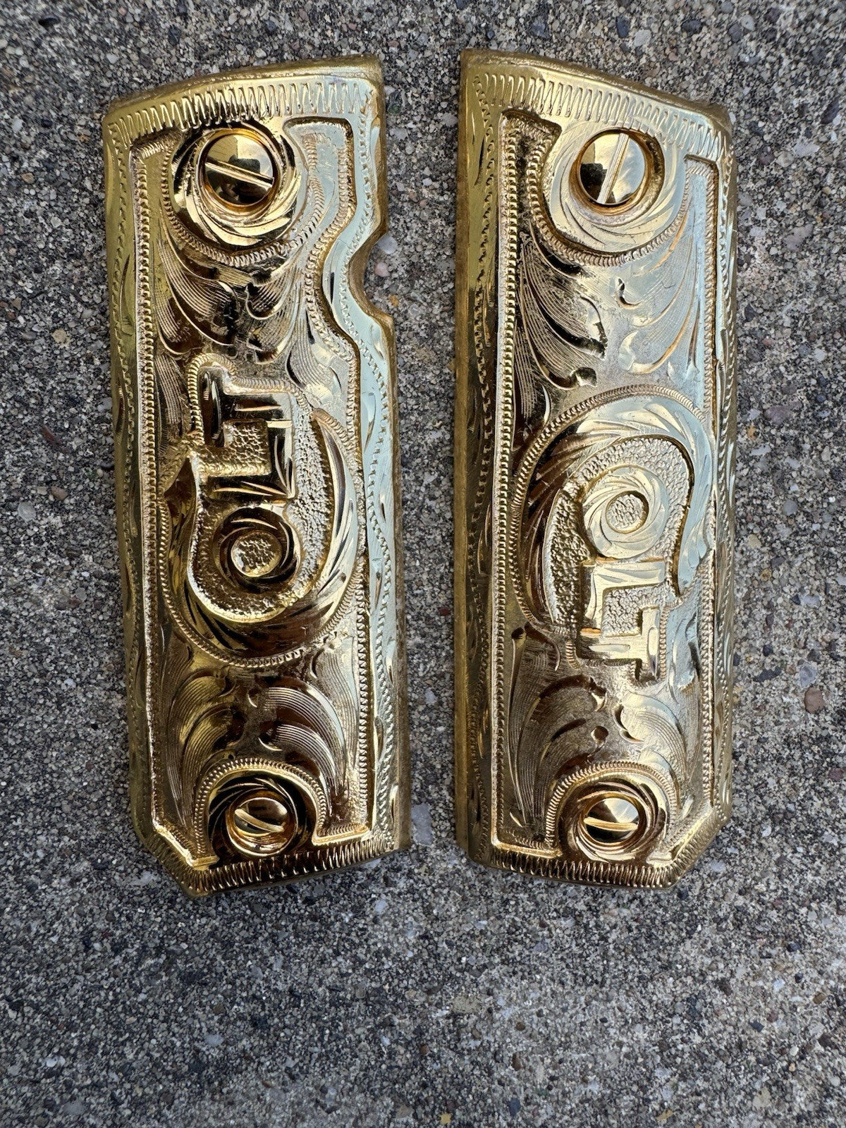 1911 45 38 Super Full Size Colt Gold Gun Pistol Grip Cachas & 24K Screws