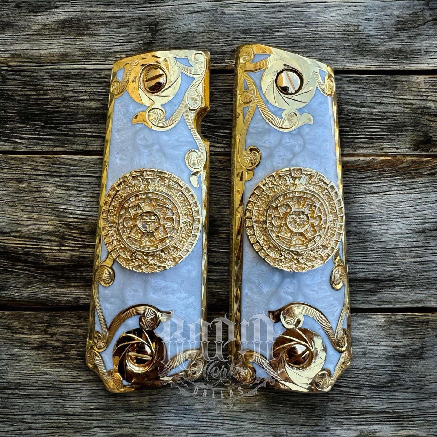 1911 45 38 Super Full Size Calendario Gold Gun Pistol Grip Cachas & 24K Screws
