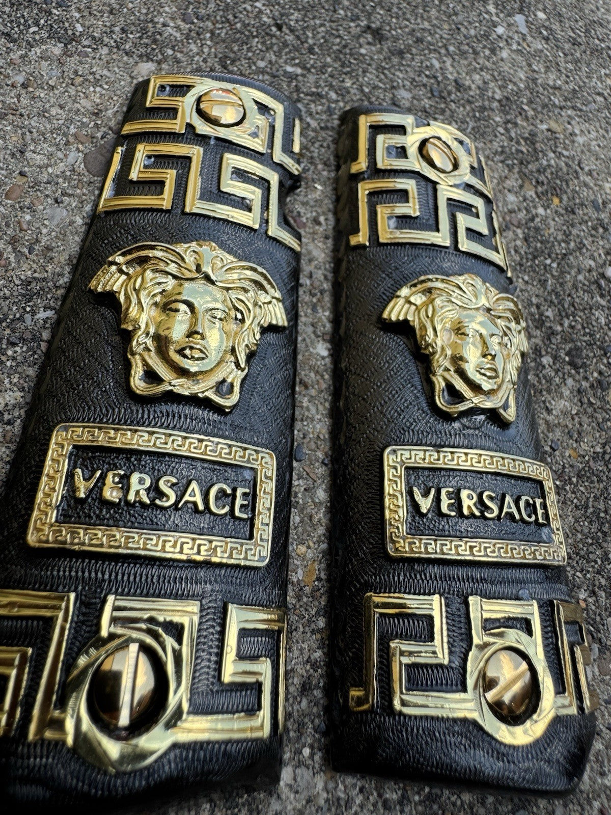 1911 45 38 Super Versace Full Size Gold Gun Pistol Grip Cachas & 24K Screws