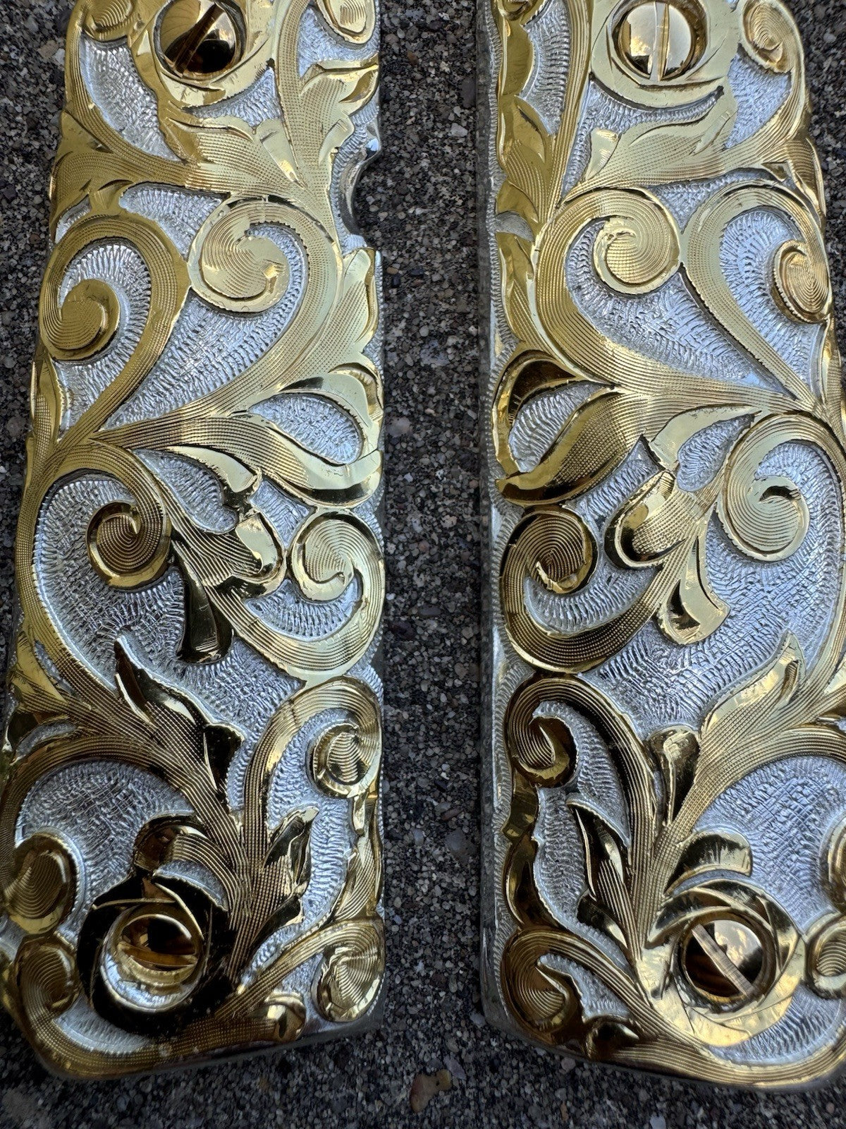 1911 45 38 Super Full Size Gold Gun Pistol Grip Cachas Chapeado & 24K Screws