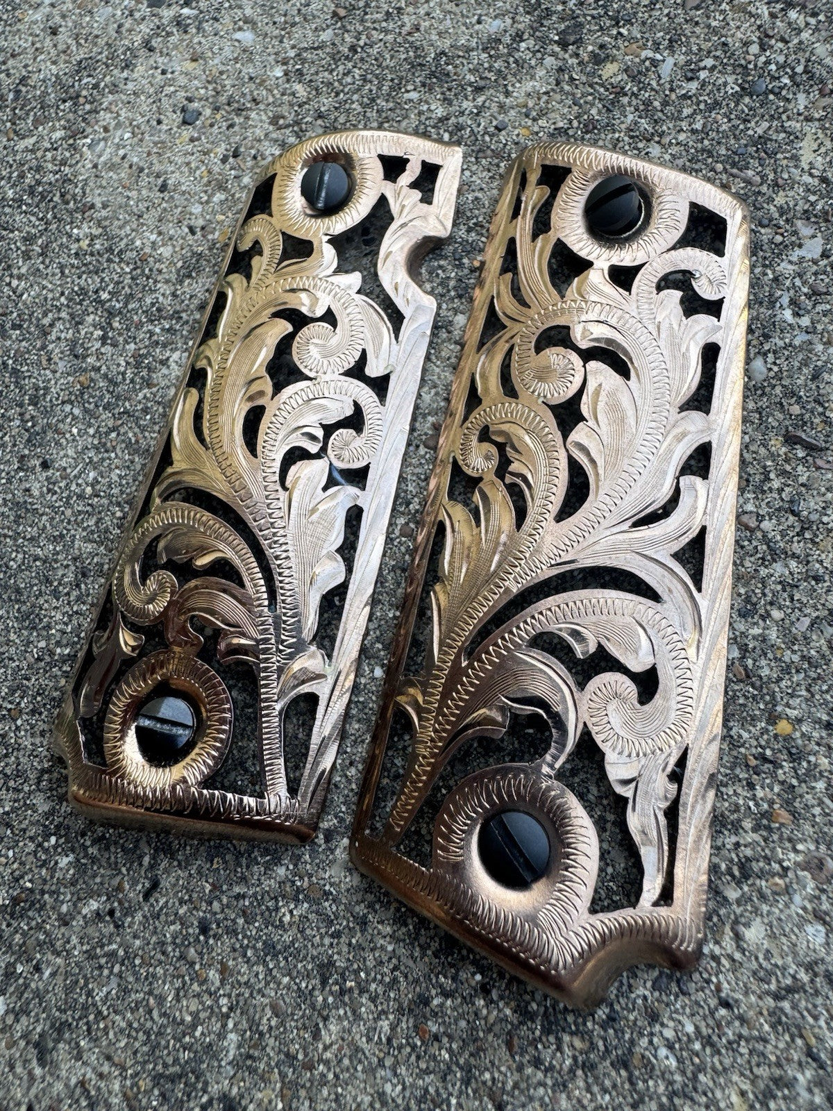 1911 45 38 Super Full Size Rose Gold Gun Pistol Grip Cachas Chapeado & Screws