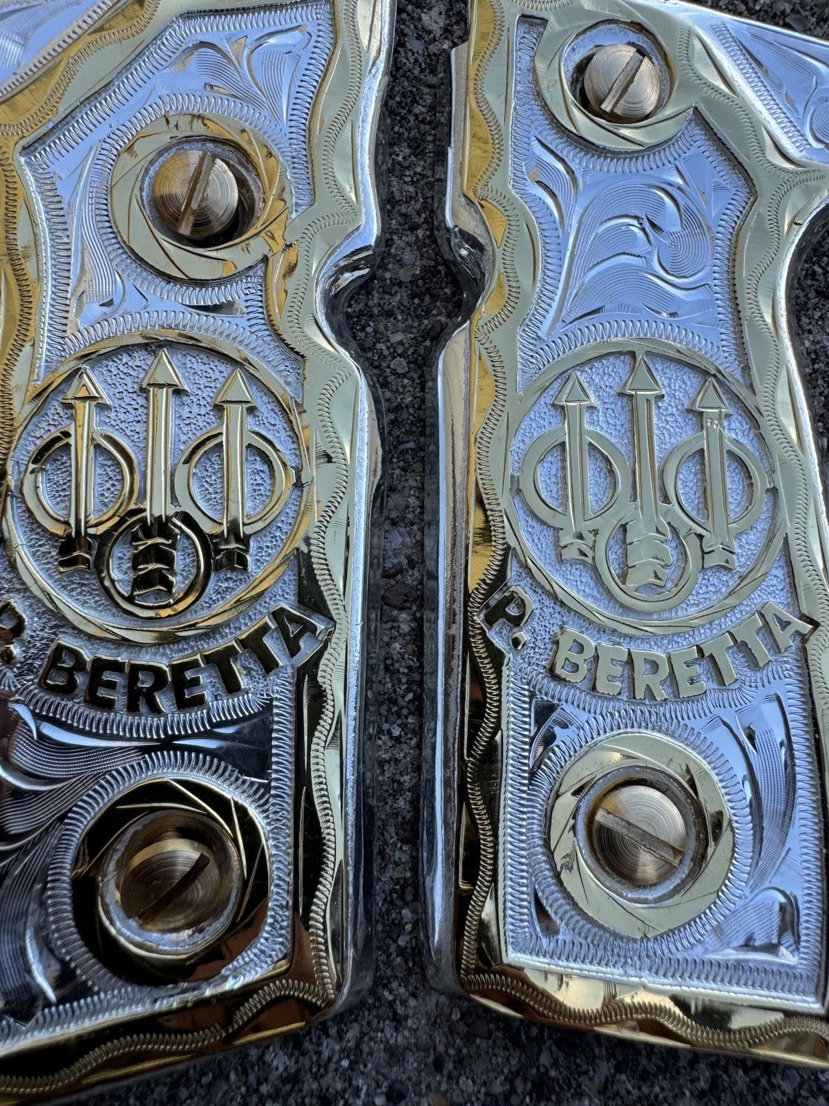 Beretta 92FS Cachas Gold Plated Pistol Custom Grips & Gold Screws