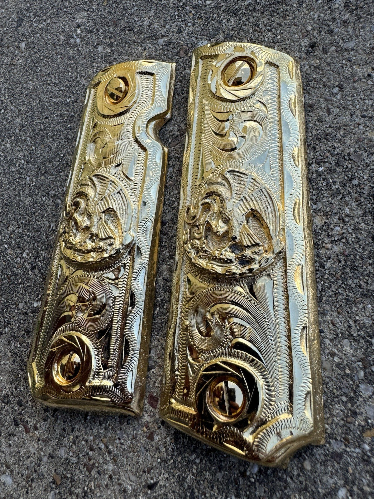1911 45 38 Super Full Size Aguila Gold Gun Pistol Grips Cachas & 24K Screws