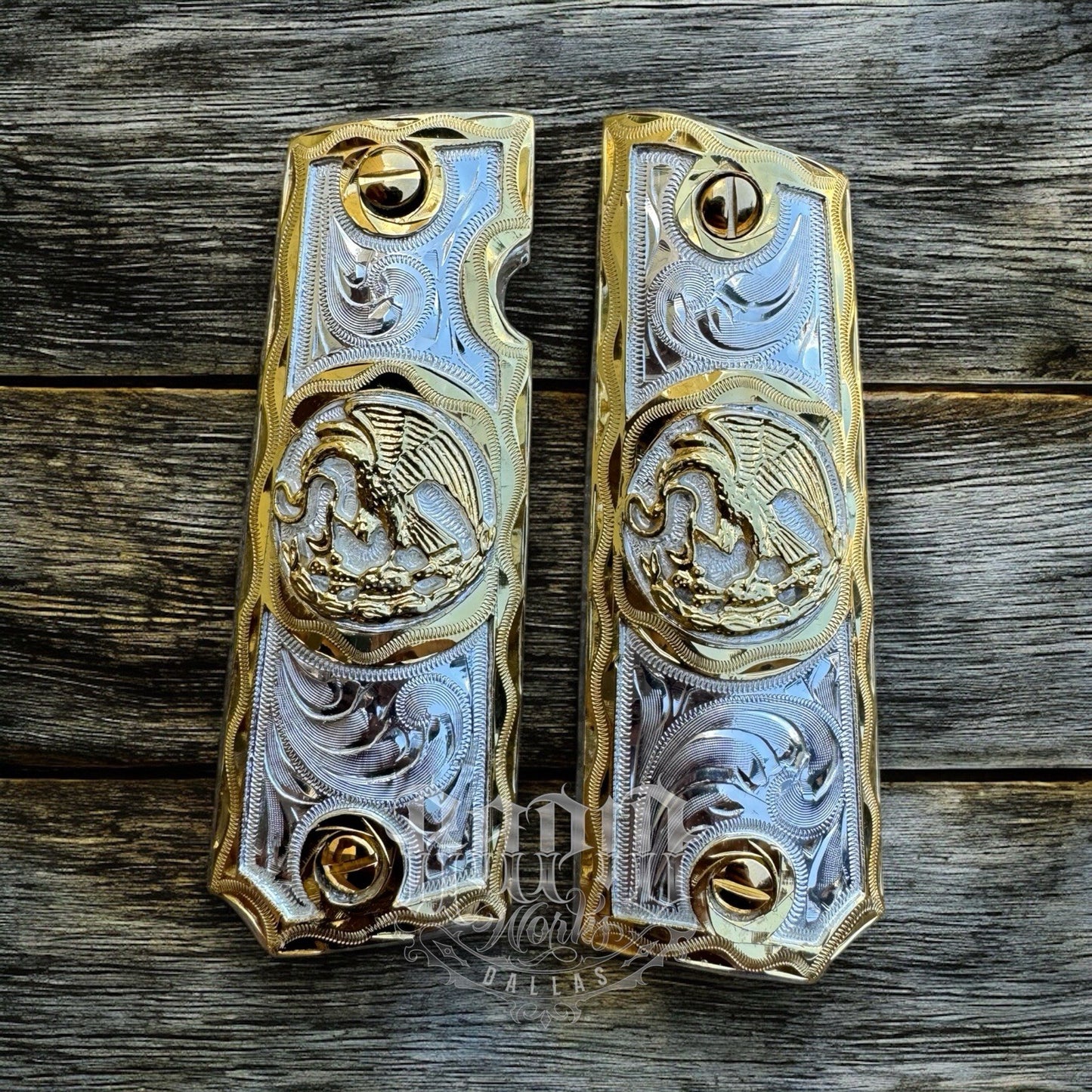 1911 45 38 Super Full Size Aguila Gold Gun Pistol Grip Cachas & 24K Screws