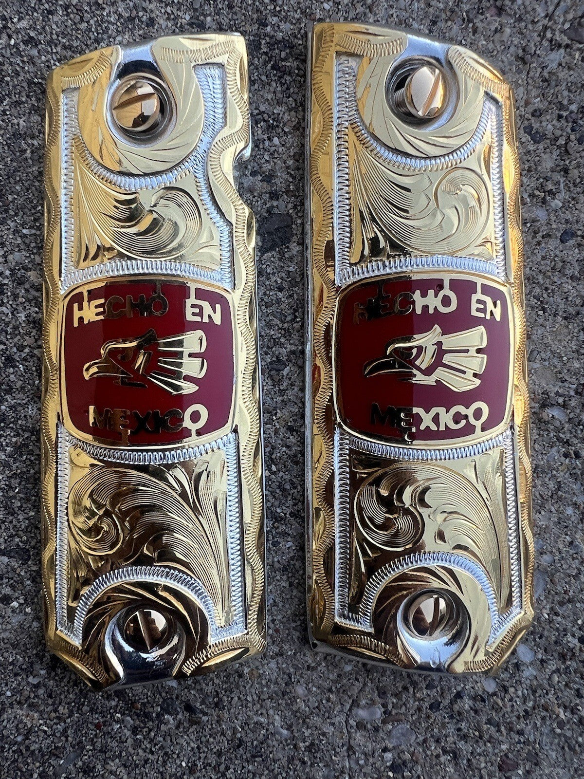 1911 45 38 Super Full Size Hecho En Mexico Gold Pistol Grip Cachas & 24K Screws