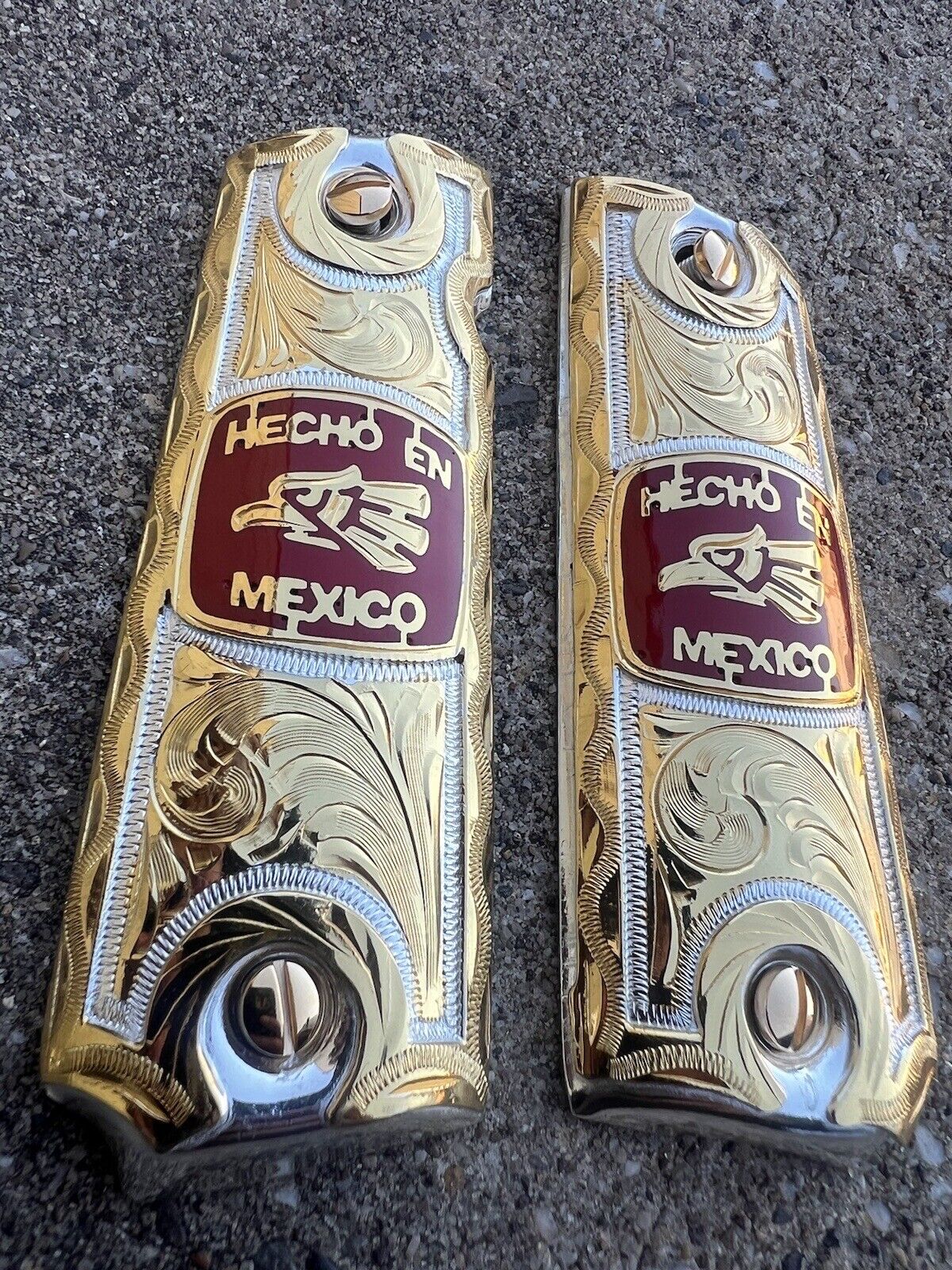 1911 45 38 Super Full Size Hecho En Mexico Gold Pistol Grip Cachas & 24K Screws
