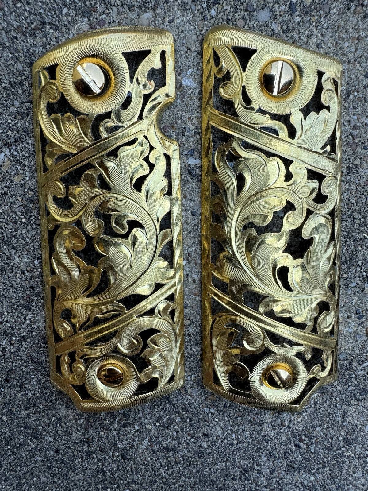 1911 45 38 Super Full Size Gold Gun Pistol Grip Cachas Chapeado & 24K Screws