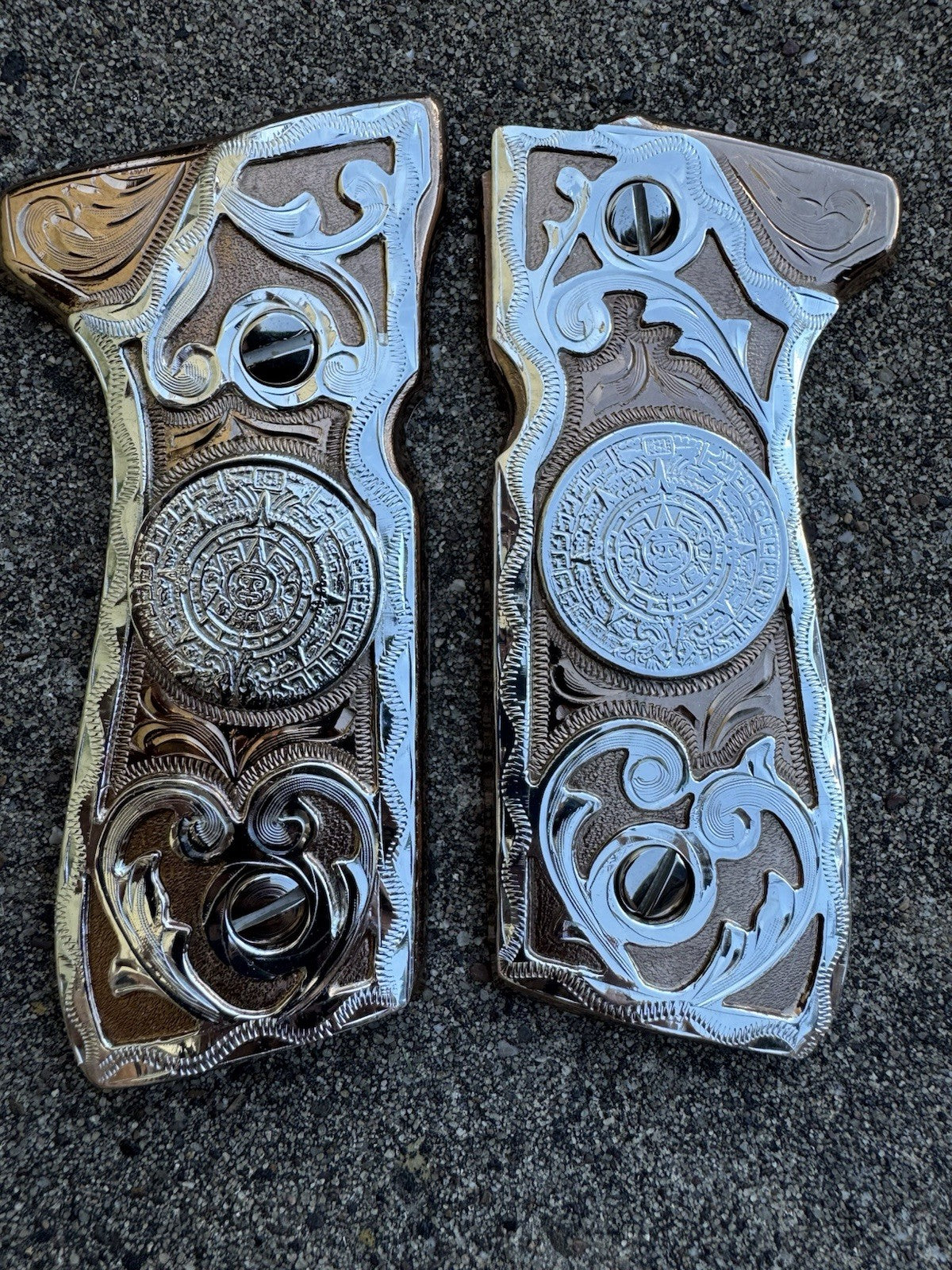 Beretta 92FS Cachas Centenario Rose Gold Plated Pistol Custom Grips & Screws