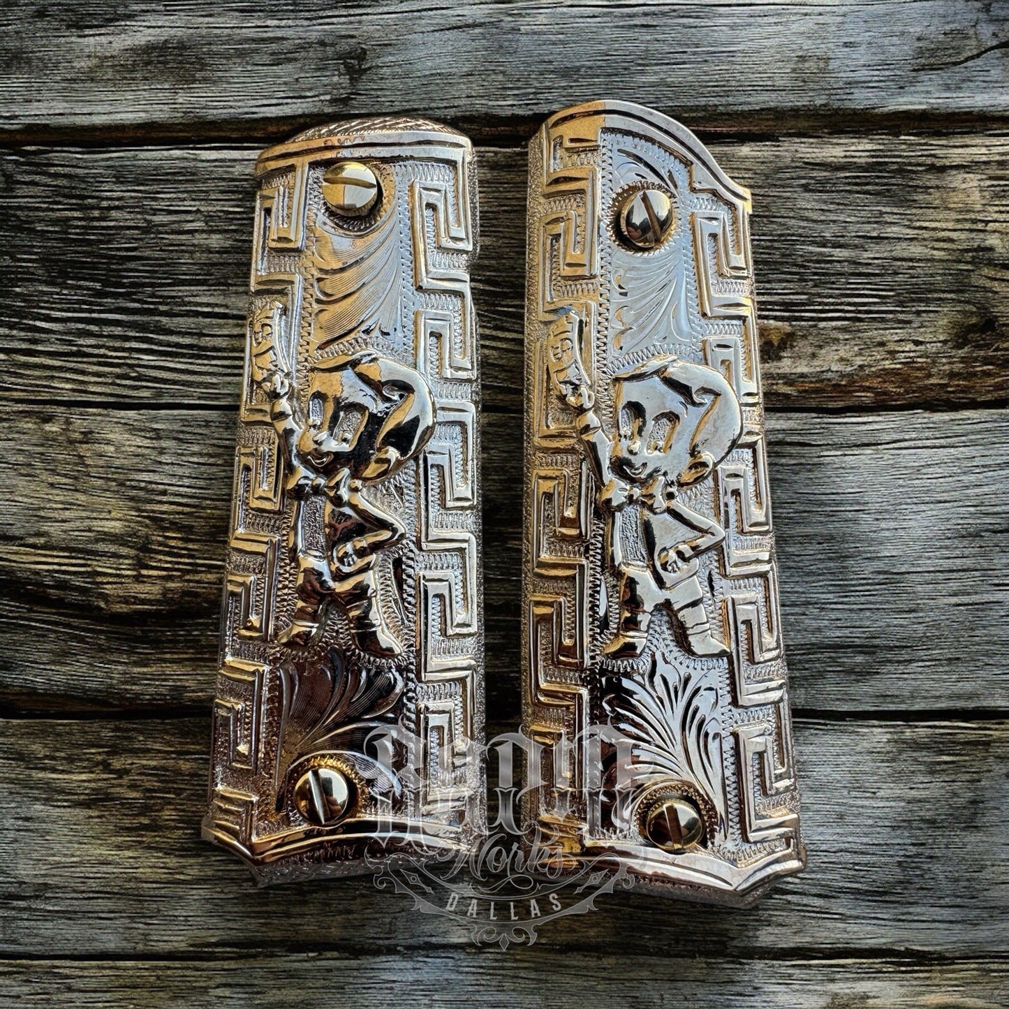 1911 45 38 Super Full Size Richie Rich Gold Gun Pistol Grip Cachas & 24K Screws