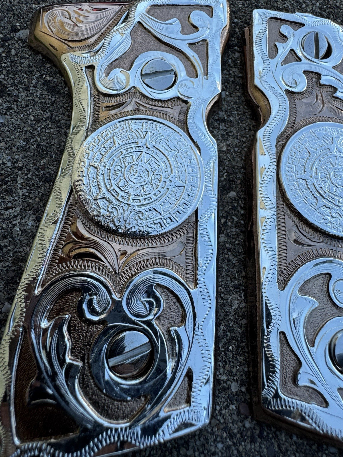 Beretta 92FS Cachas Centenario Rose Gold Plated Pistol Custom Grips & Screws