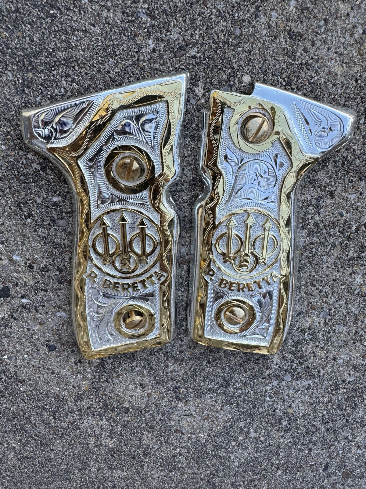 Beretta 92FS Cachas Gold Plated Pistol Custom Grips & Gold Screws