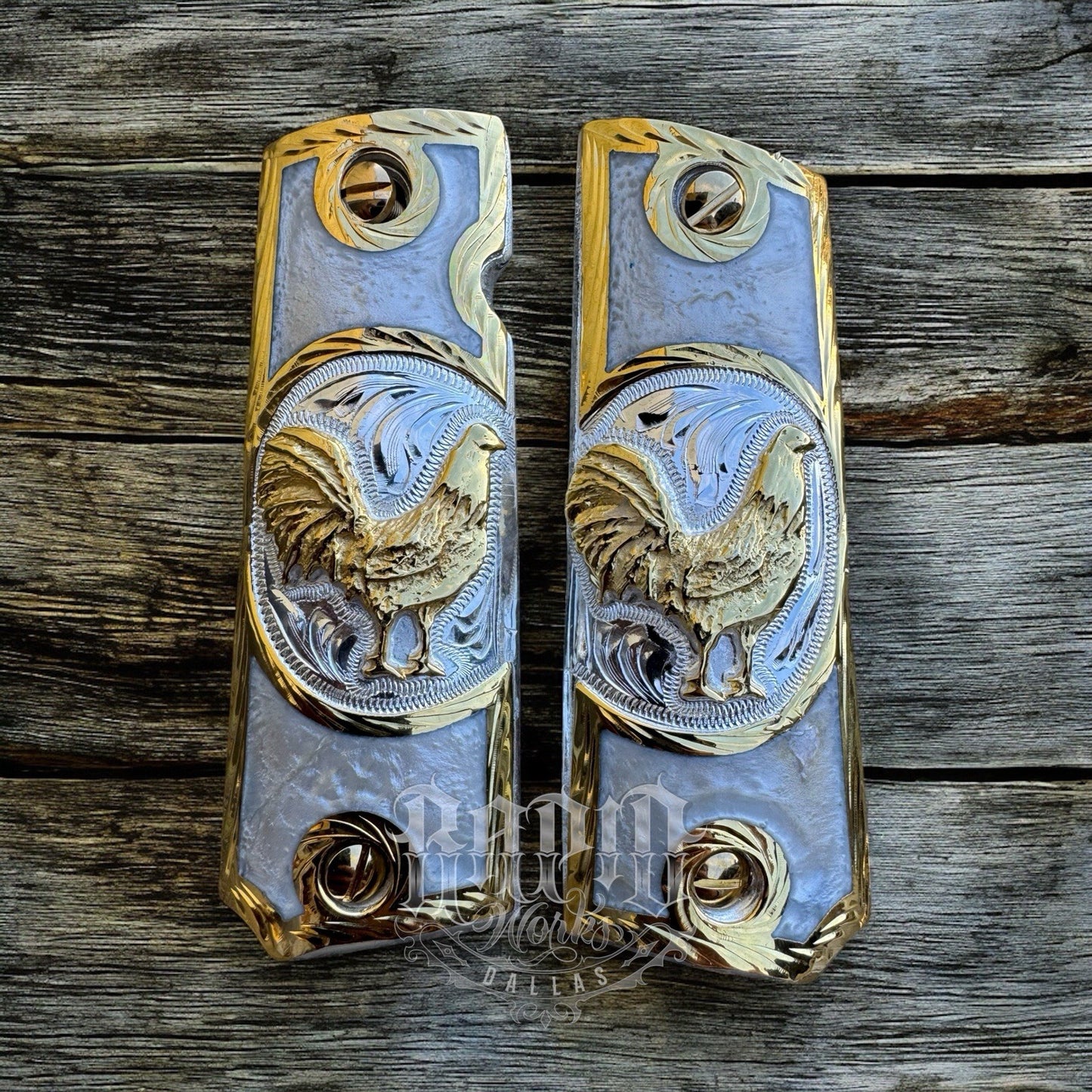 1911 45 38 Super Full Size Gallo Gold Gun Pistol Grip Cachas & 24K Screws