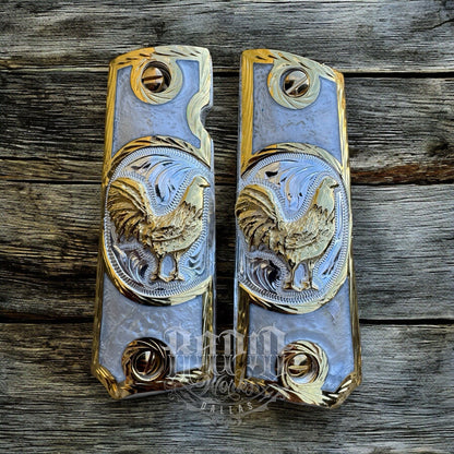 1911 45 38 Super Full Size Gallo Gold Gun Pistol Grip Cachas & 24K Screws